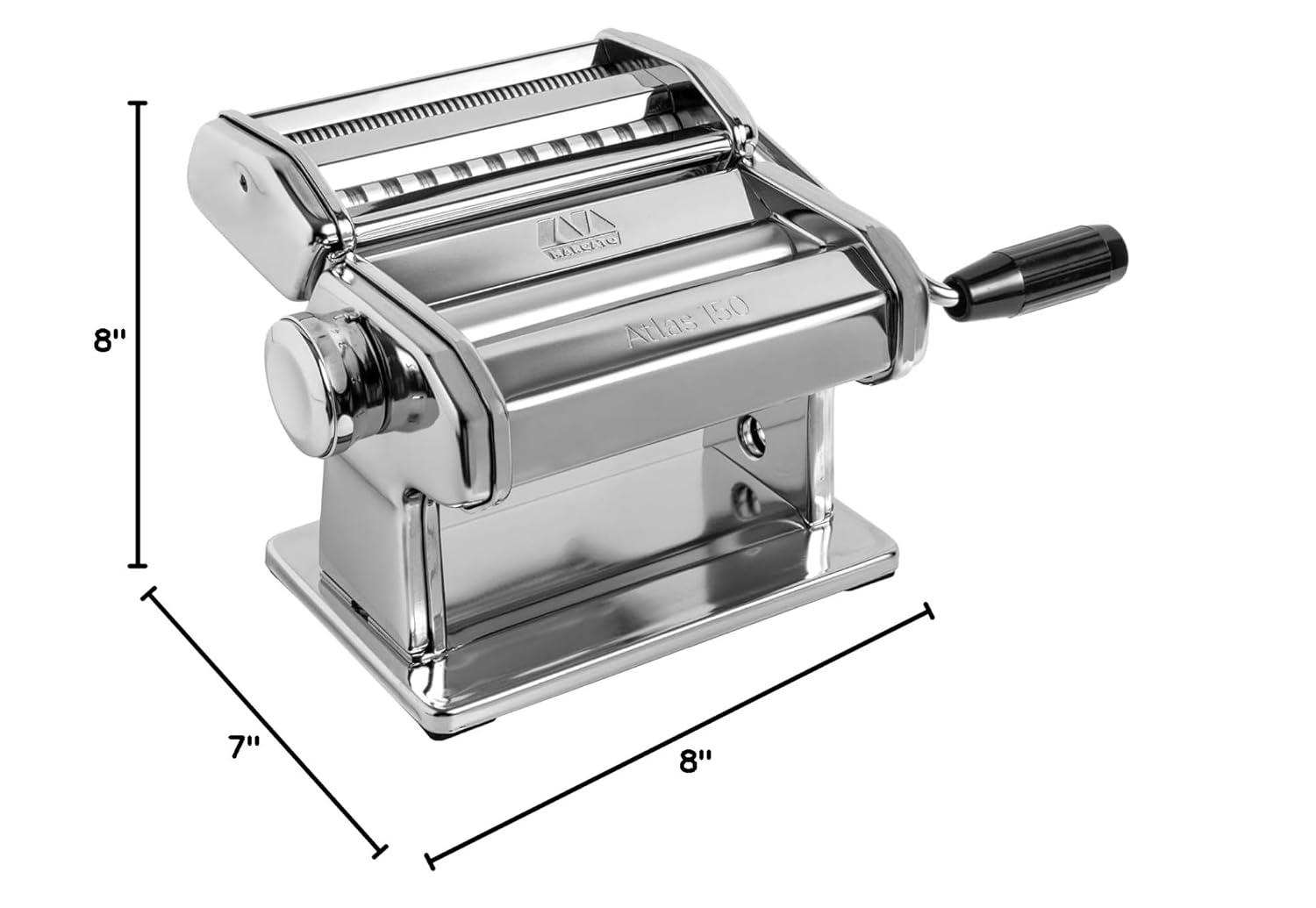 Marcato Atlas 150 Pasta Machine with Cutter and Hand Crank, Made in Italy