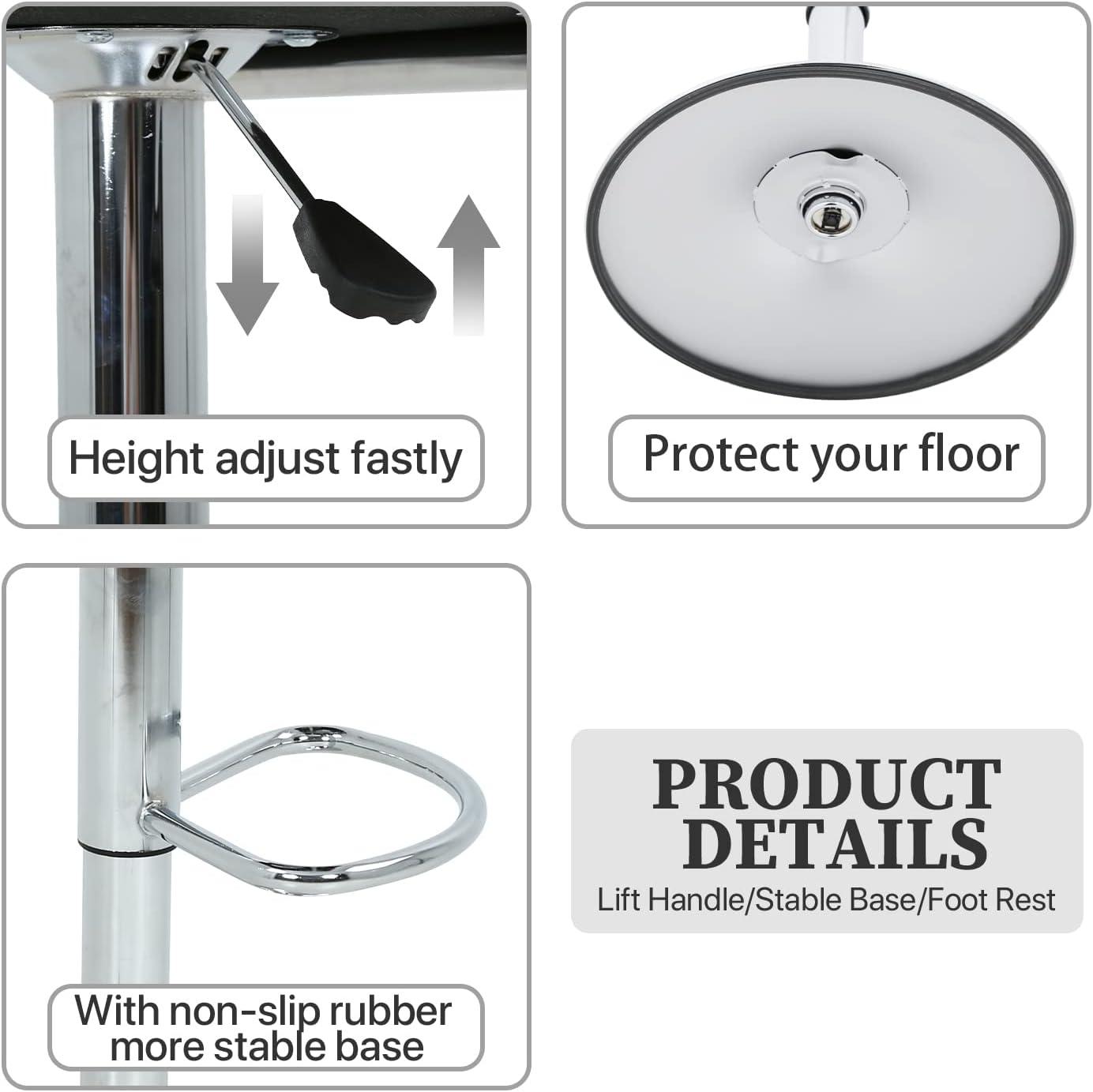 MarketLane Bar Stools Set of 2,Modern PU Leather,Armless with Backrest Swivel Bar Stools,Height Adjustable Swivel Barstool Hydraulic Island Bar Stools Armless Kitchen Counter Bar Chairs,Black