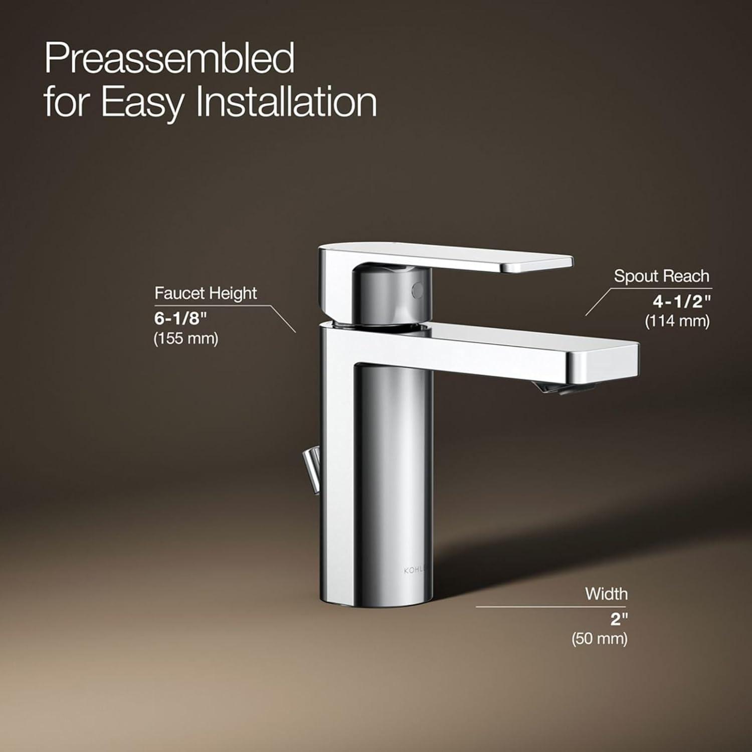 Parallel Single Hole Bathroom Faucet with Drain Assembly