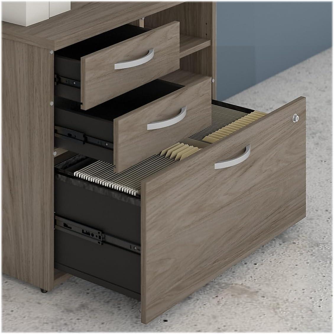 Modern Hickory 30" Lockable Office Storage Cabinet with Shelves