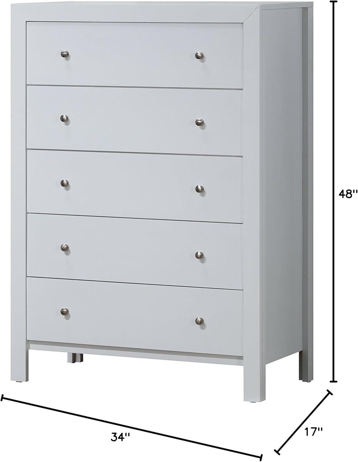 Glory Furniture Burlington 5 Drawer Chest in White