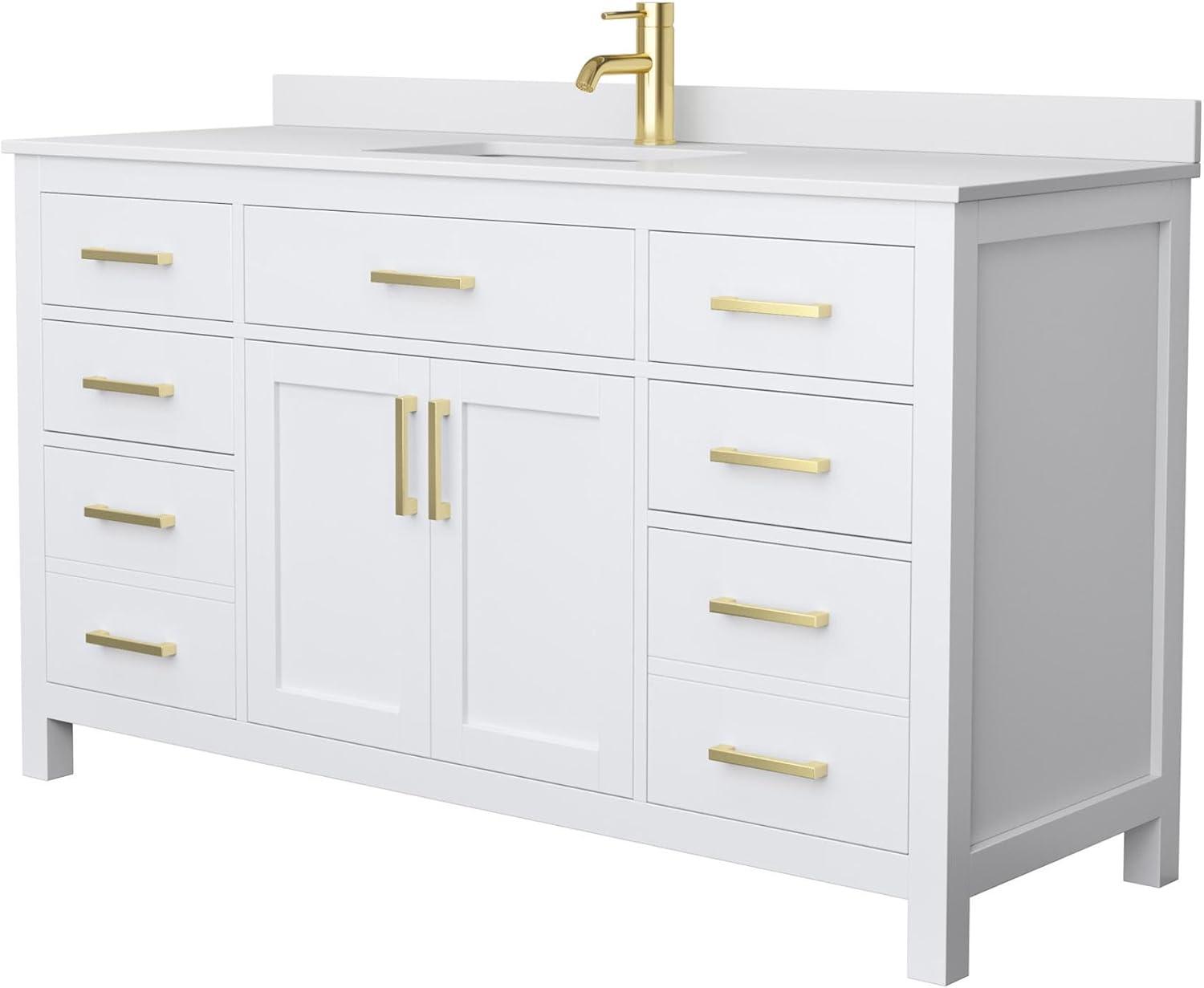 Beckett 60" Freestanding Single Bathroom Vanity with Cultured Marble Top