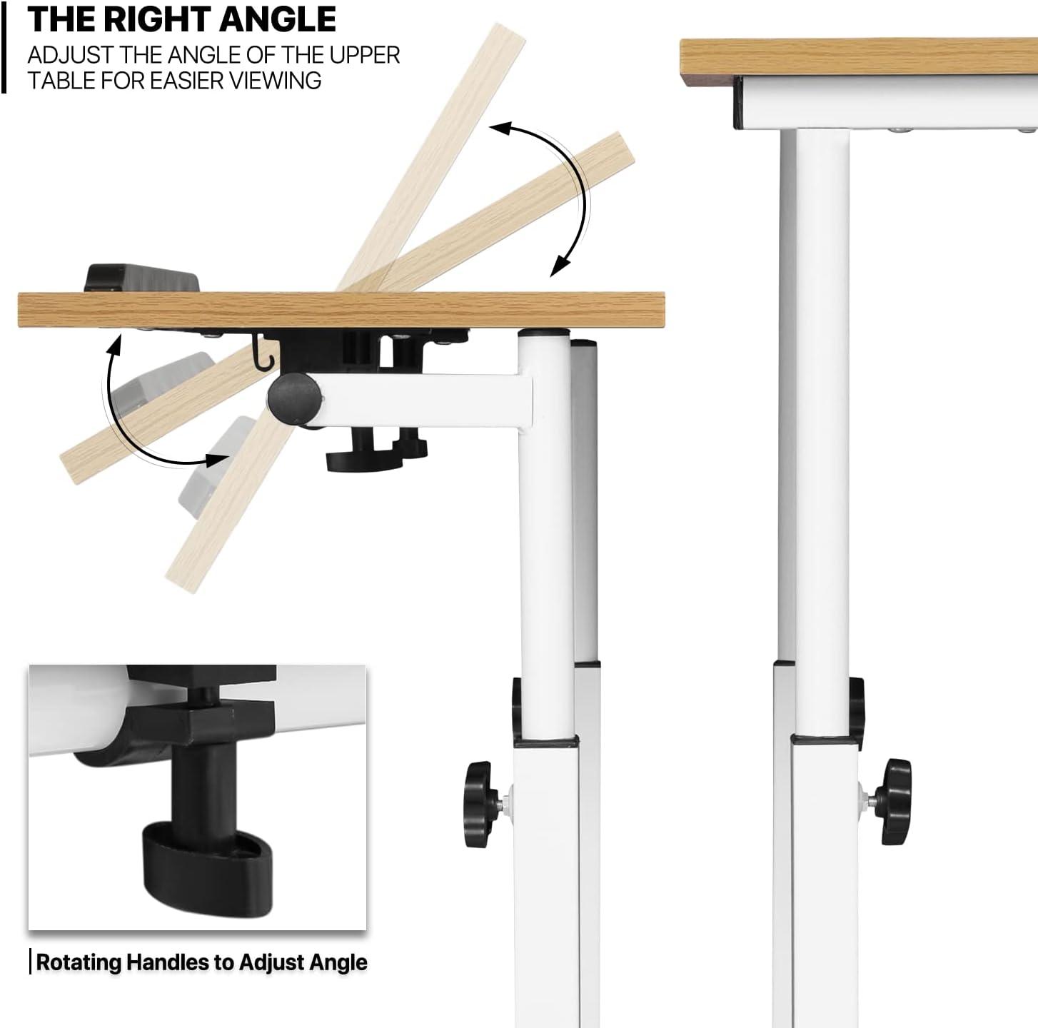 Rolling Standing Laptop Table With Monitor Shelf & Host Rack