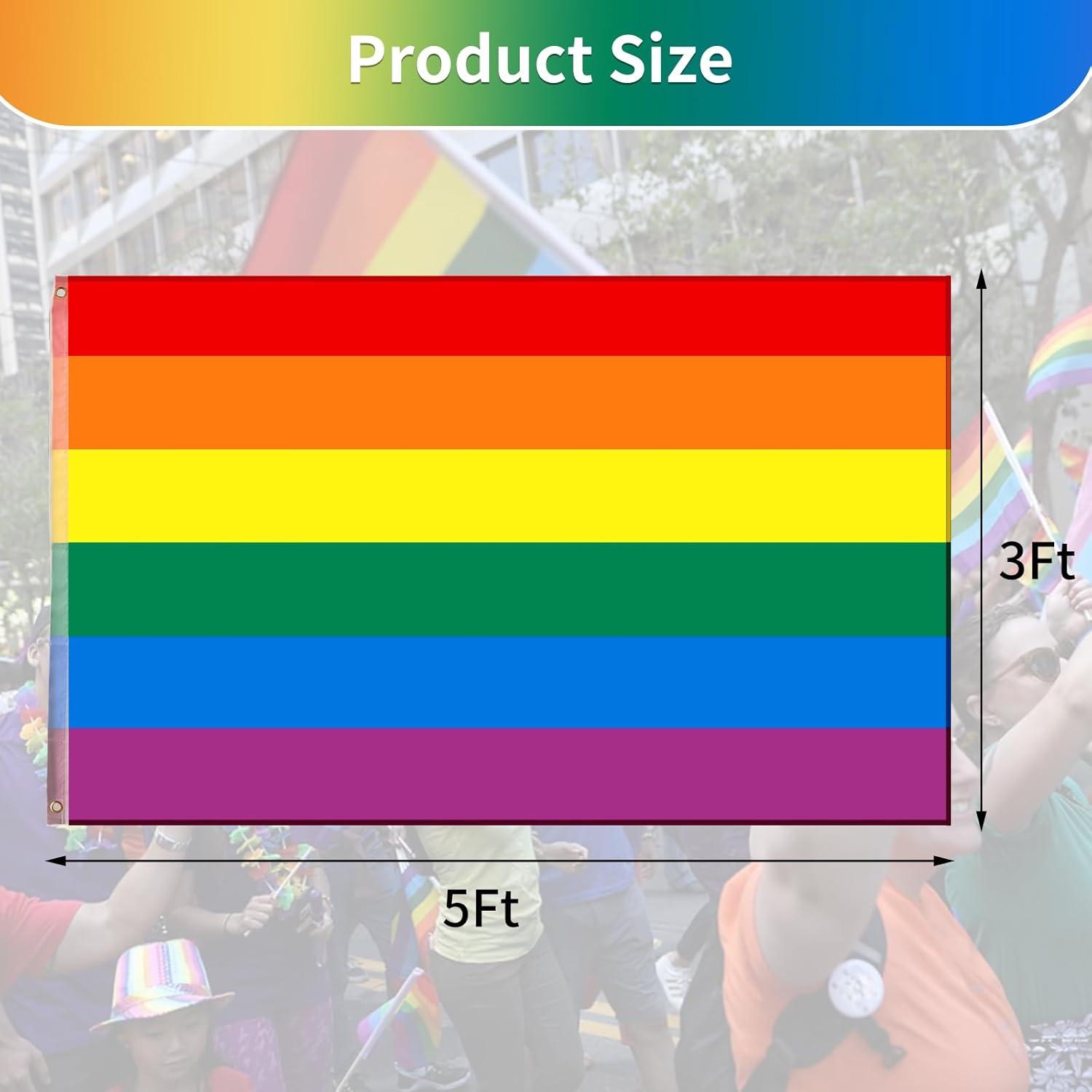 FLAGLINK Gay Pride Flag 3x5Fts LGBT Rainbow Flags Banner