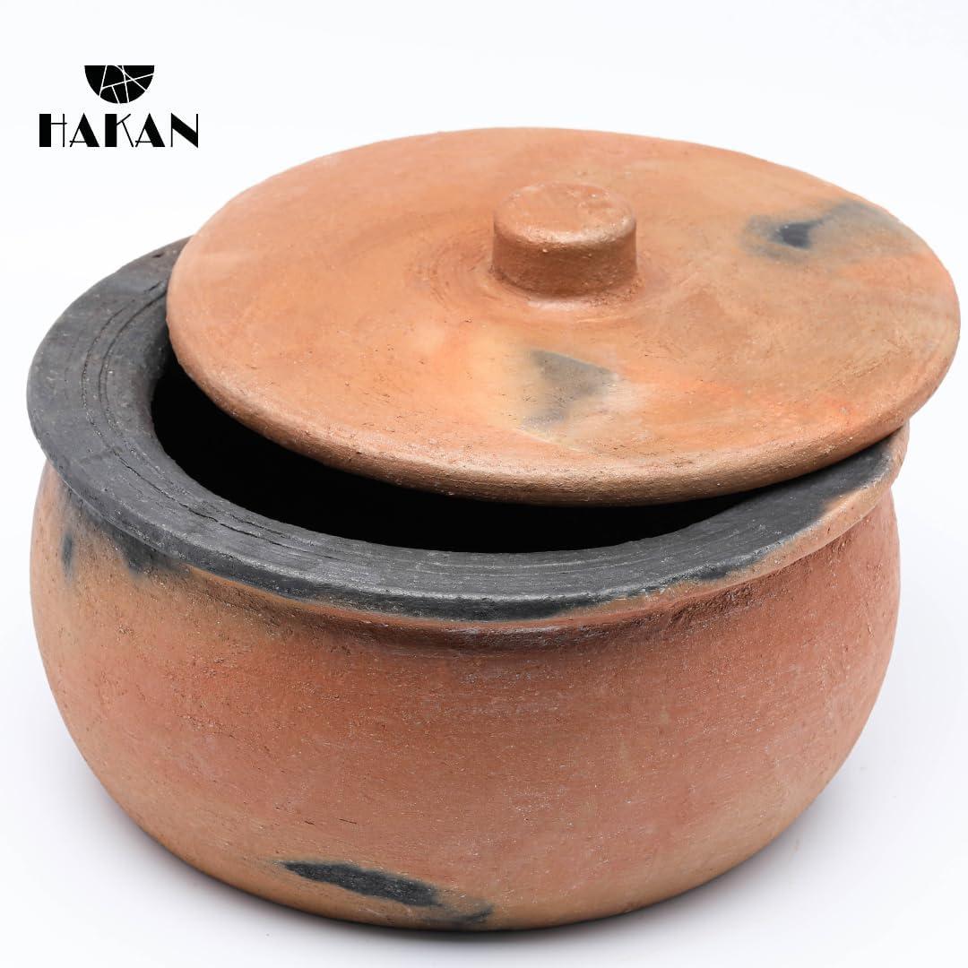 Hakan Efes Clay Pot with Lid, Unglazed Terracotta