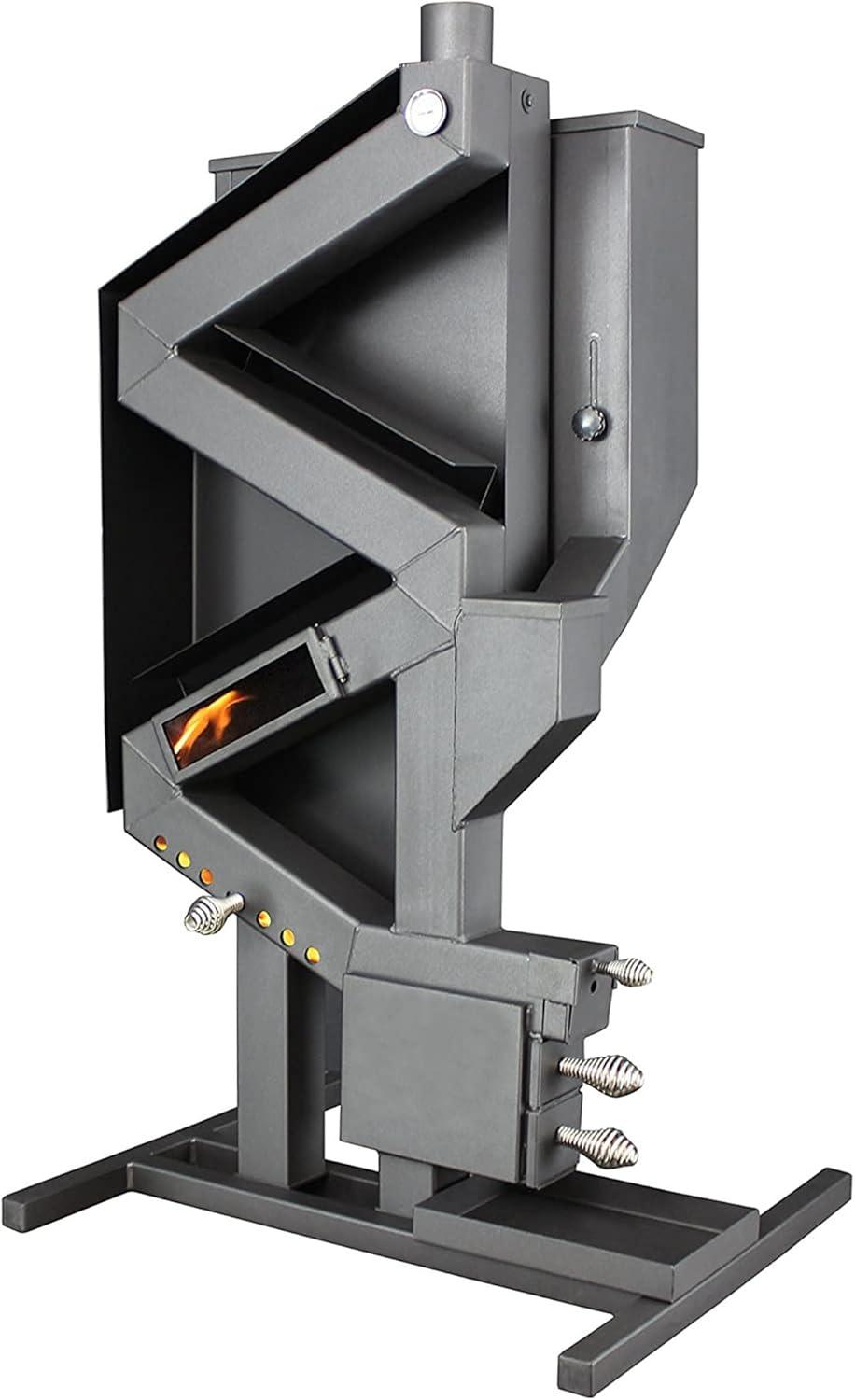 Wiseway Black Steel 2,000 Sq Ft Non-Electric Pellet Stove