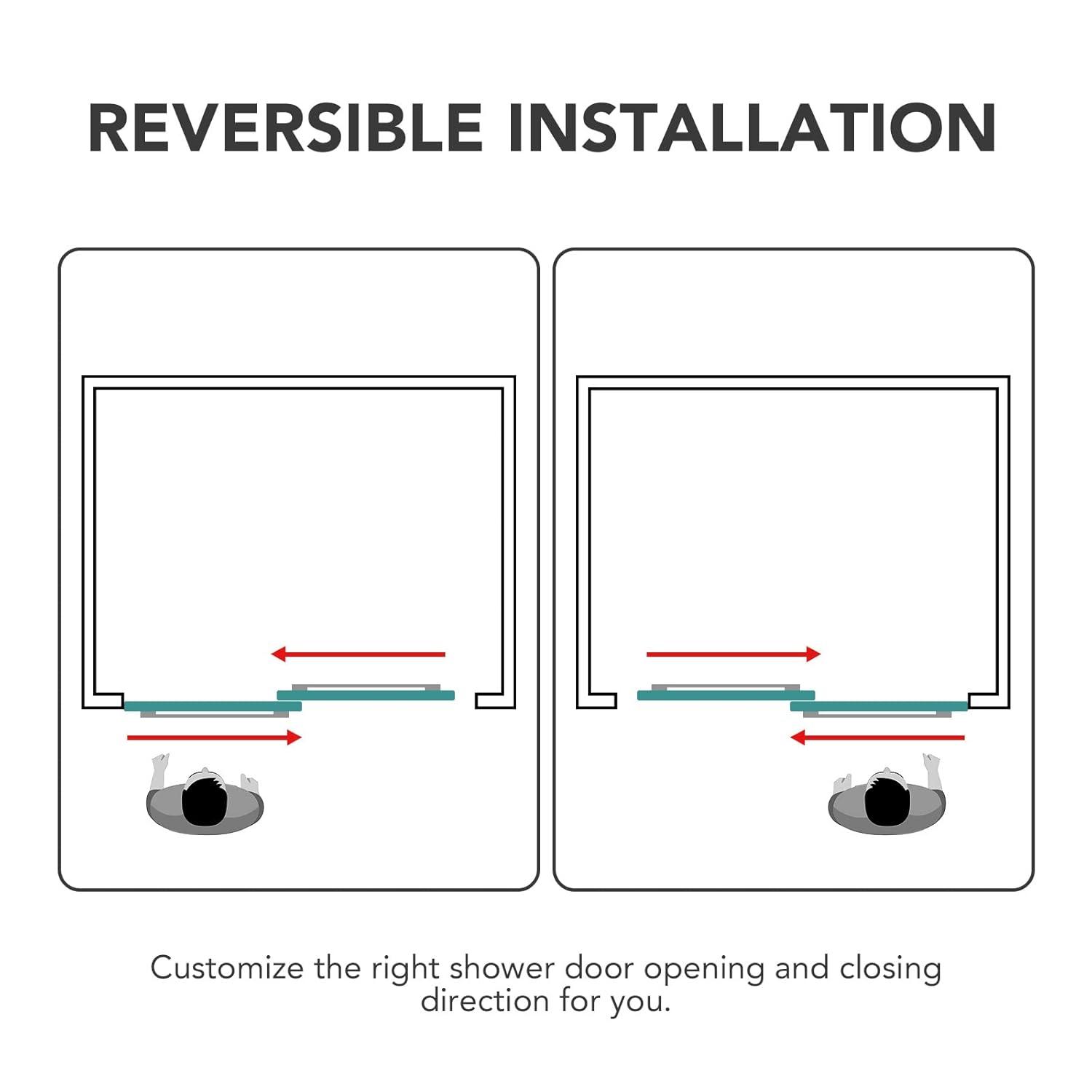 Sunrosa Shower Door 60"×76", Double Sliding Shower Door, Frameless Shower Door with Tempered Glass, Shower Glass Door in Brushed Nickel