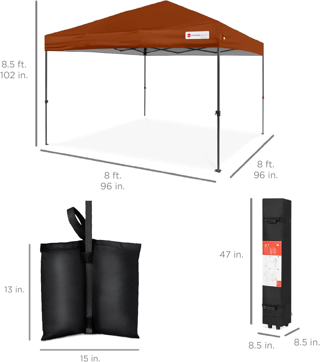 Best Choice Products Easy Setup Pop Up Canopy W/ 1-Button Setup, Wheeled Case, 4 Weight Bags