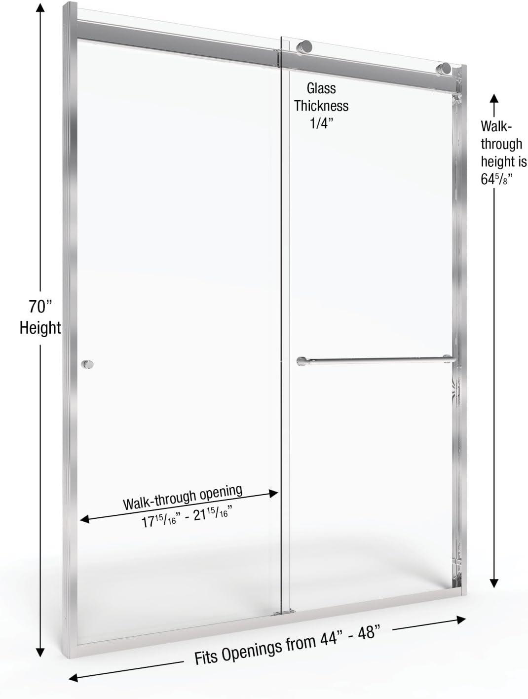 Rotolo 48" W X 70" H Semi-Frameless Shower Door