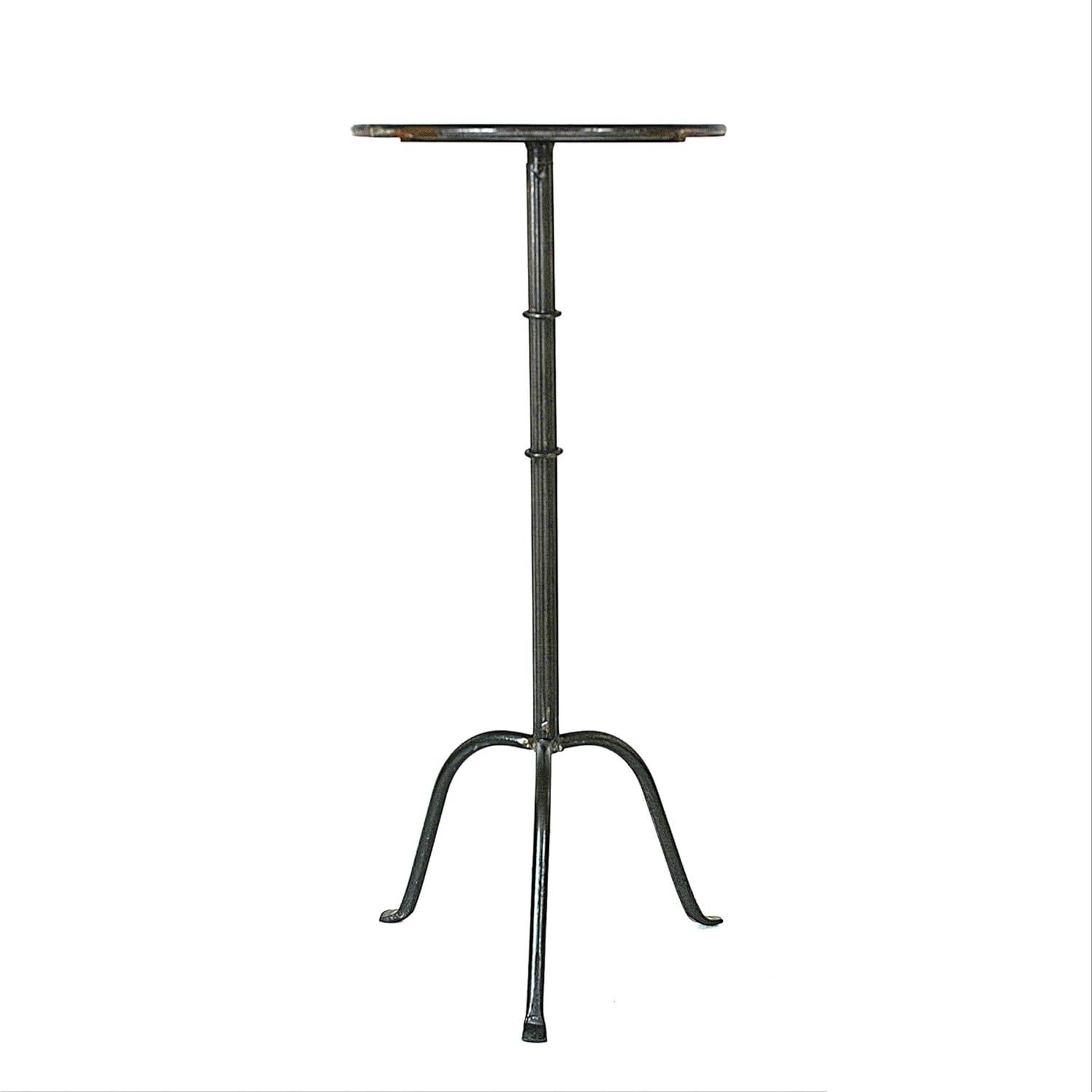 Sleek Black Metal Round Martini End Table, 12.5 in