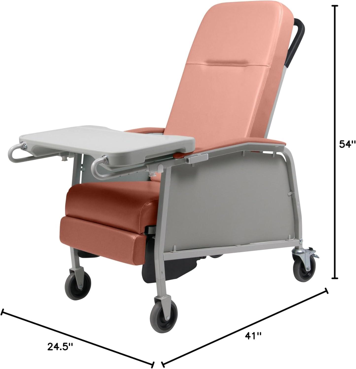 Lumex Three Position Recliner Rosewood & Alloy Steel, Caster with Wheel Lock