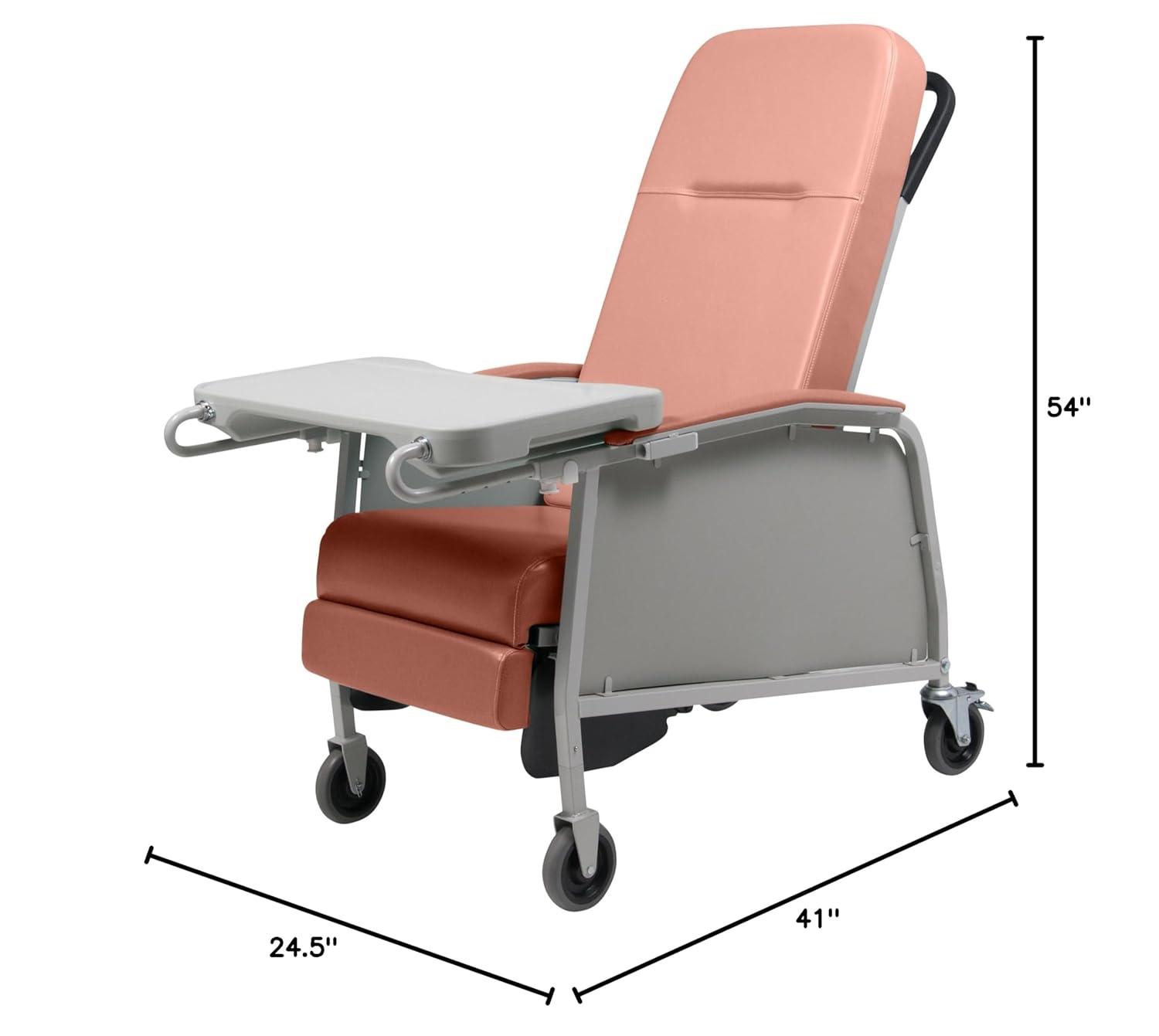 Lumex Three Position Recliner Rosewood & Alloy Steel, Caster with Wheel Lock