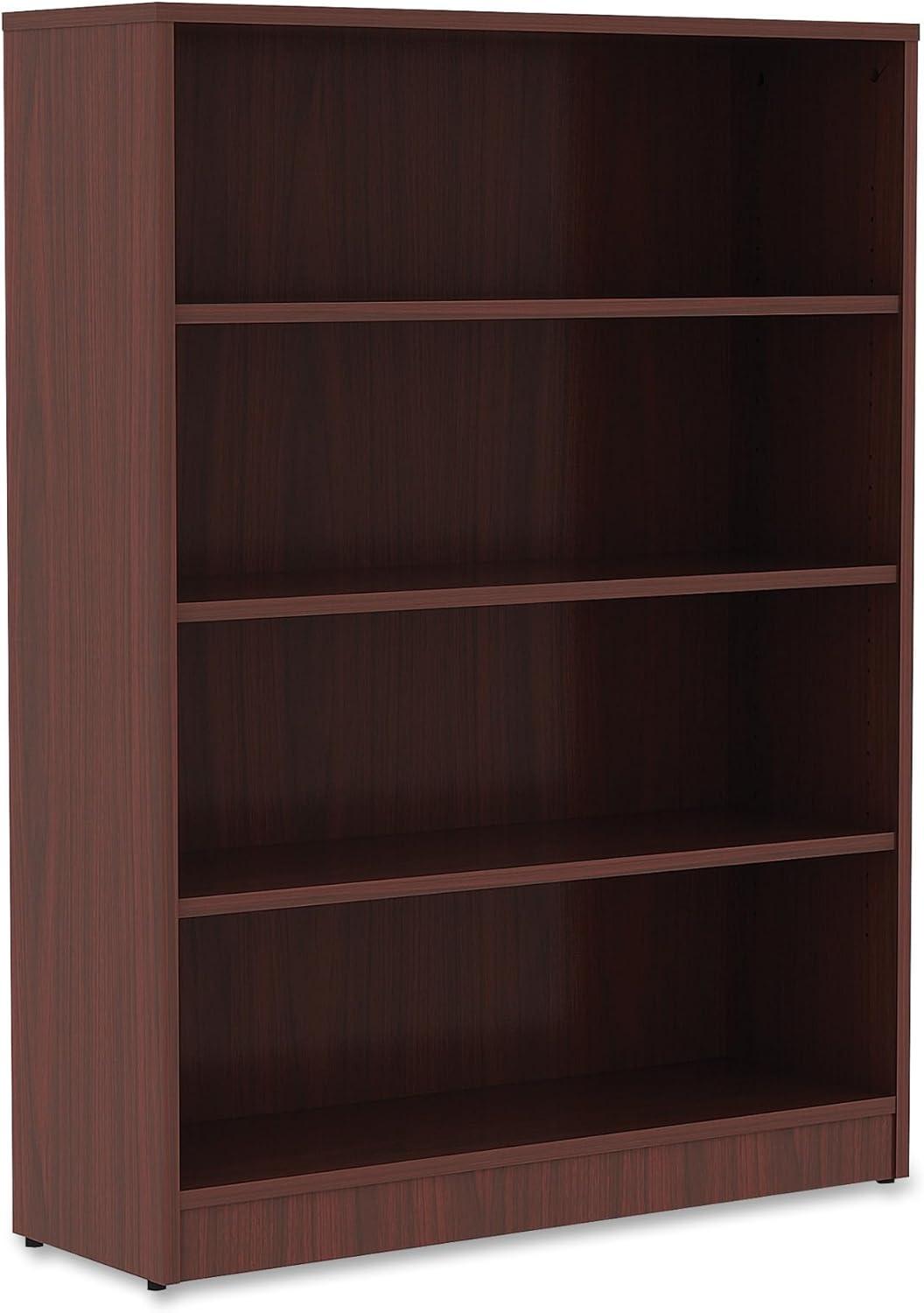 Adjustable Mahogany 48" 4-Shelf Bookcase with Laminate Finish