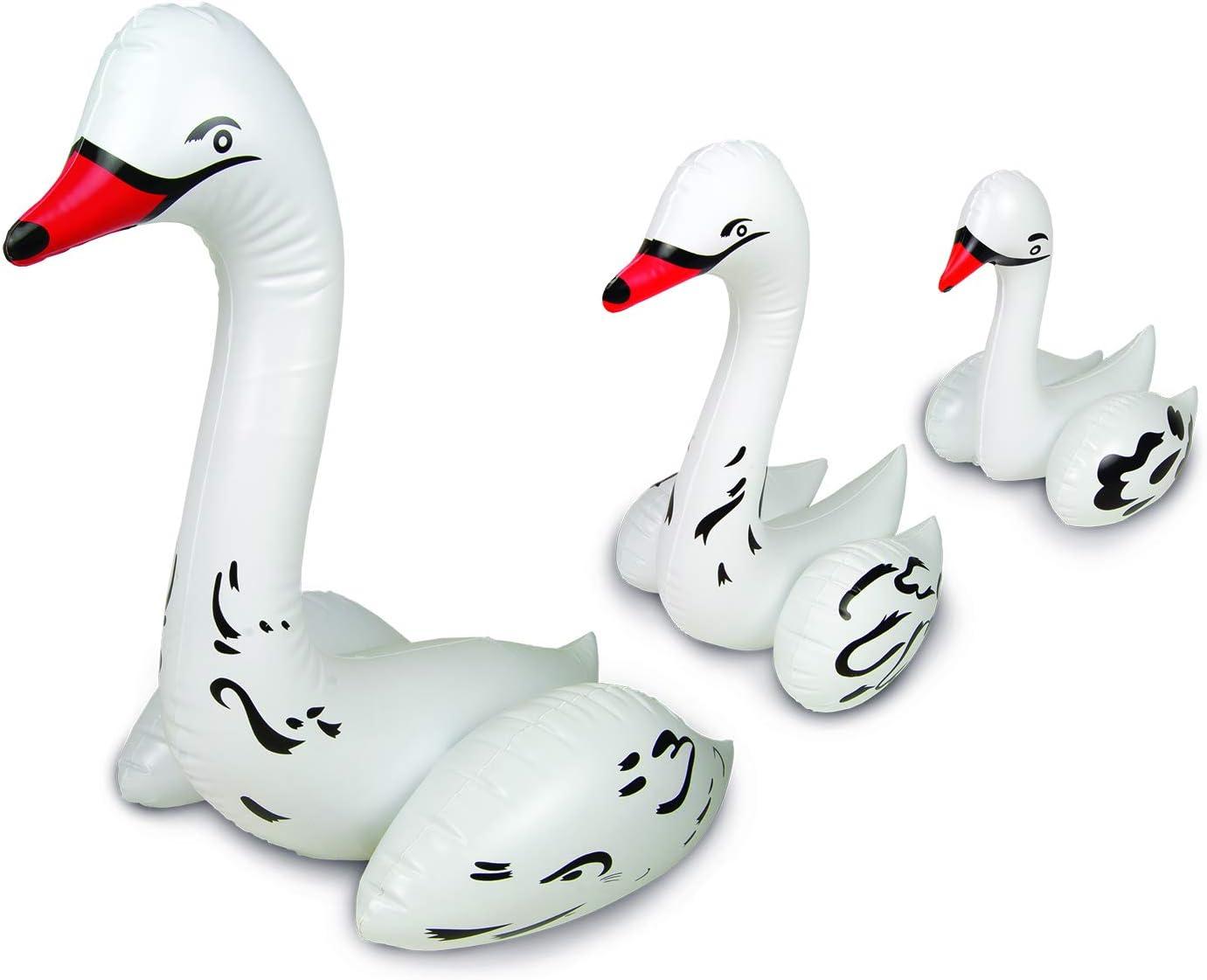 Set of Three White Floating Swan Pool Decor