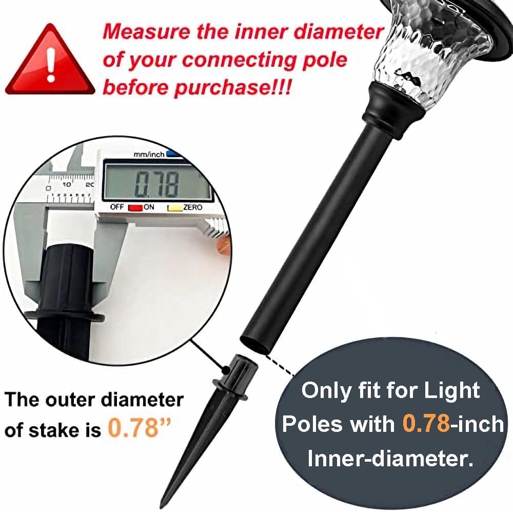 8 Pack Metal Stake Solar Lights Replacement Spike - Outdoor Ground Stakes for Garden Lights Landscape Yard Pathway Patio Lamps Pole, 0.78 * 5.3 inch