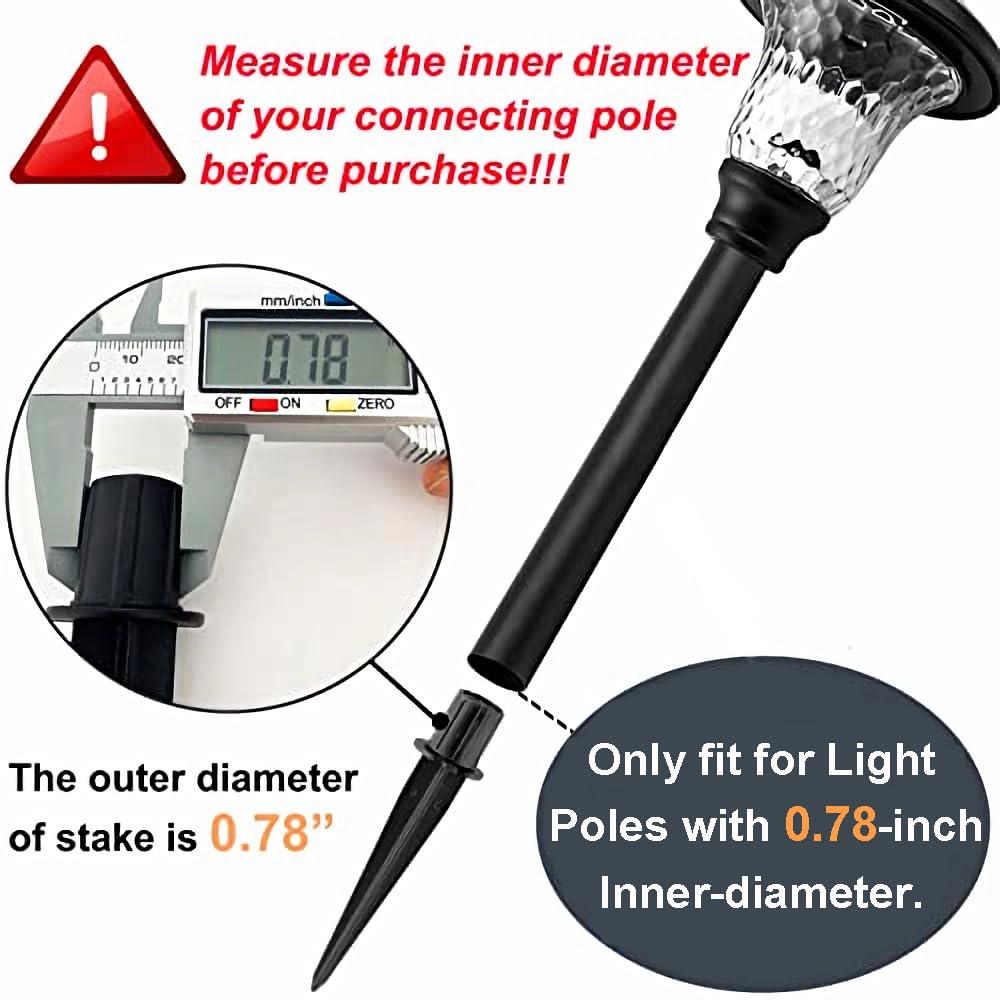 8 Pack Metal Stake Solar Lights Replacement Spike - Outdoor Ground Stakes for Garden Lights Landscape Yard Pathway Patio Lamps Pole, 0.78 * 5.3 inch