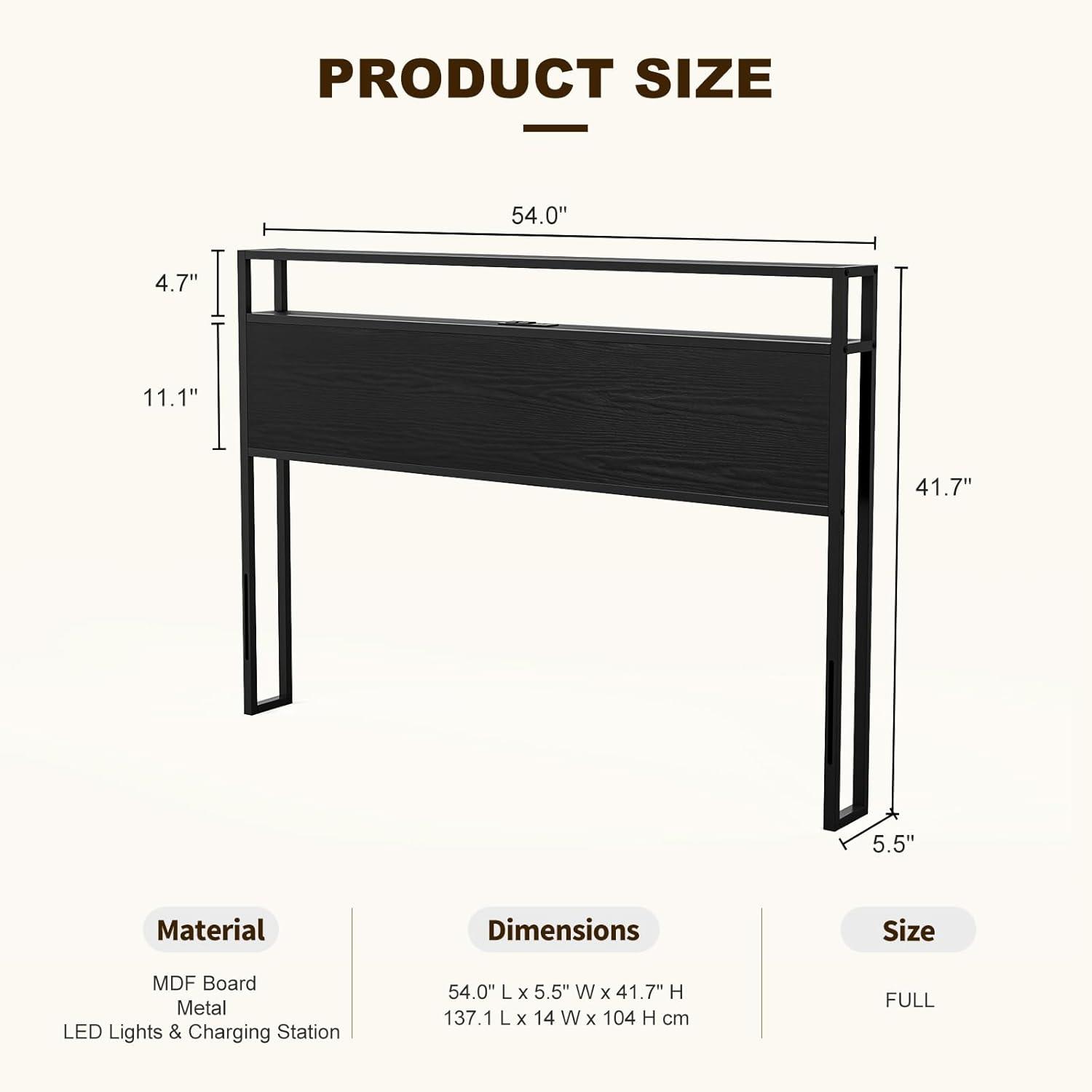 Ivy Bronx Kaiwei Storage Headboard With Led Lights & Charging Station - Industrial Metal And Wood