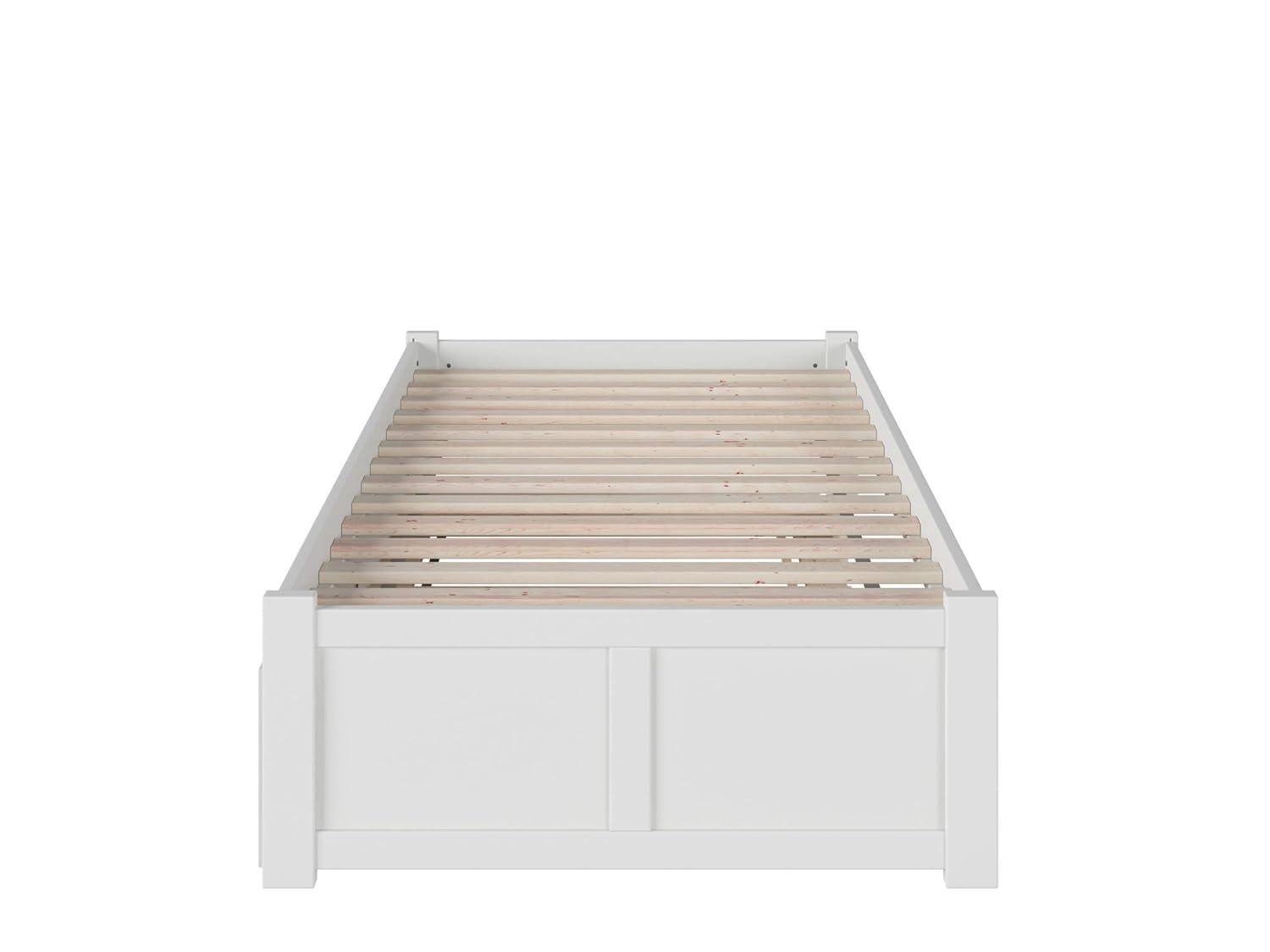 Concord Twin Extra Long Bed with Footboard and Twin Extra Long Trundle in White