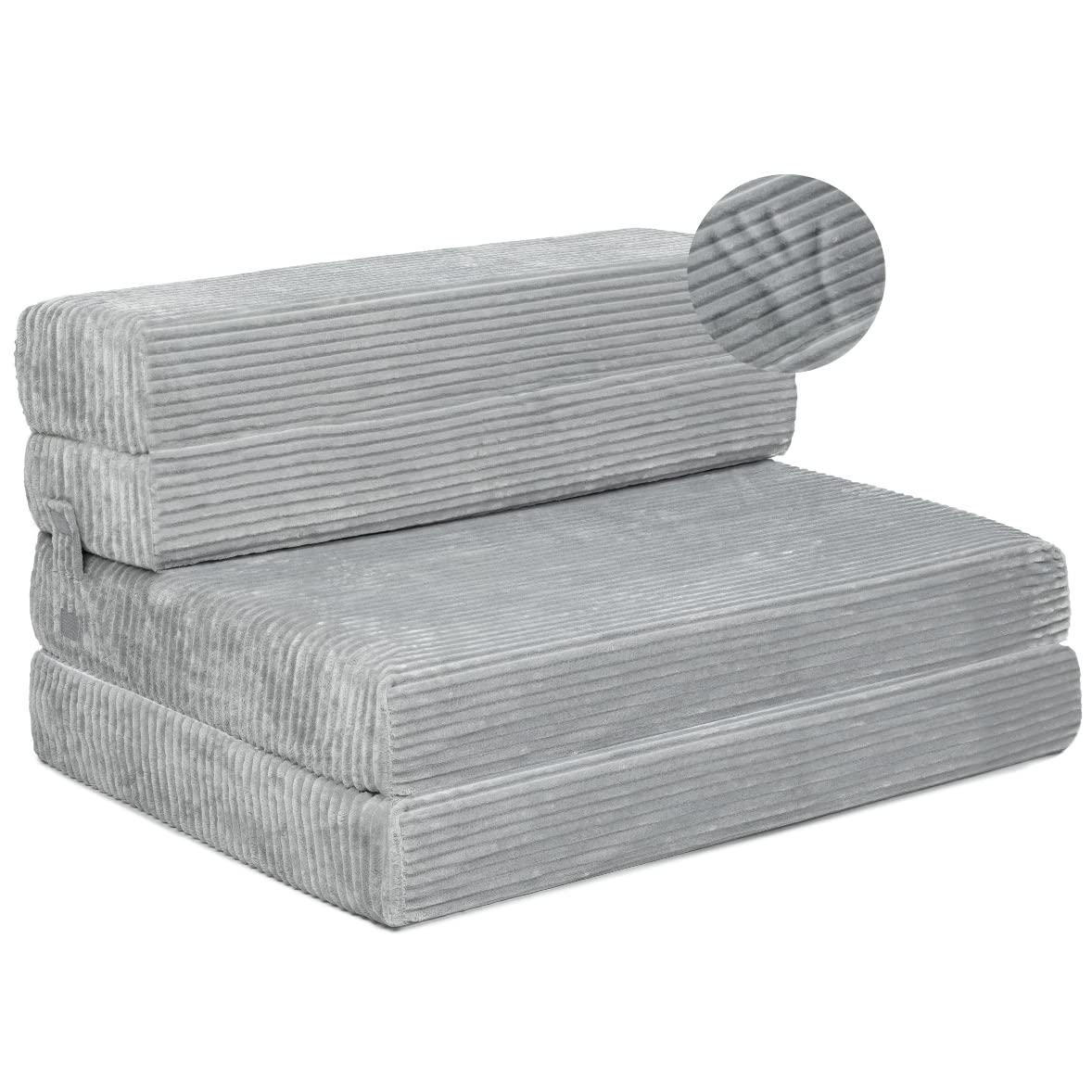 Milliard Tri Folding Sofa Mattress, Memory Foam Foldable Mattress with Ultra Soft & Washable Ribbed Fur Cover, Twin Size (75" x 38" x 6")