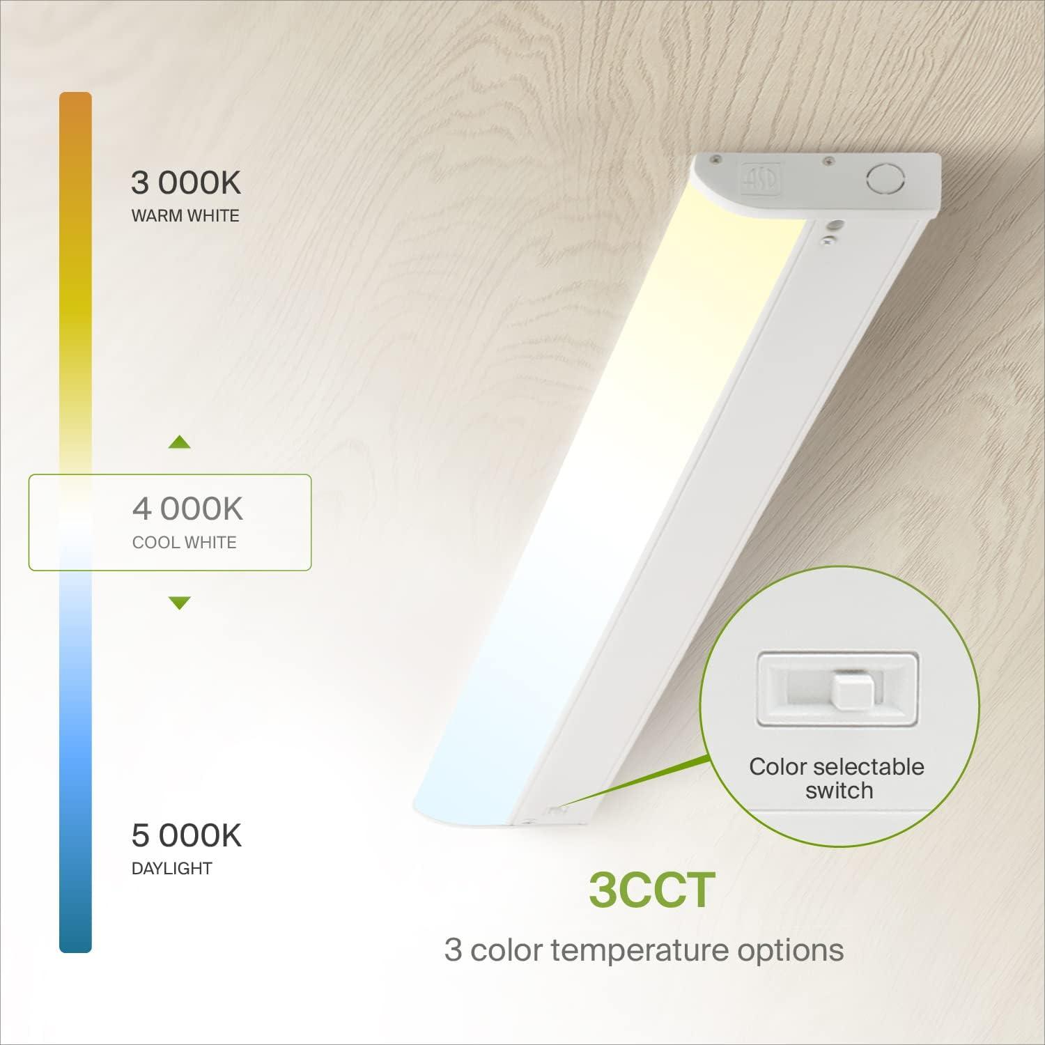 ASD LED Under Cabinet Lighting, 40 inch 20W 1574 LM, Dimmable Hardwired Under Cabinet Lights for Kitchen, 3000K Soft/4000K Cool/5000K Daylight, Under Counter Light Fixtures, ETL Energy Star White