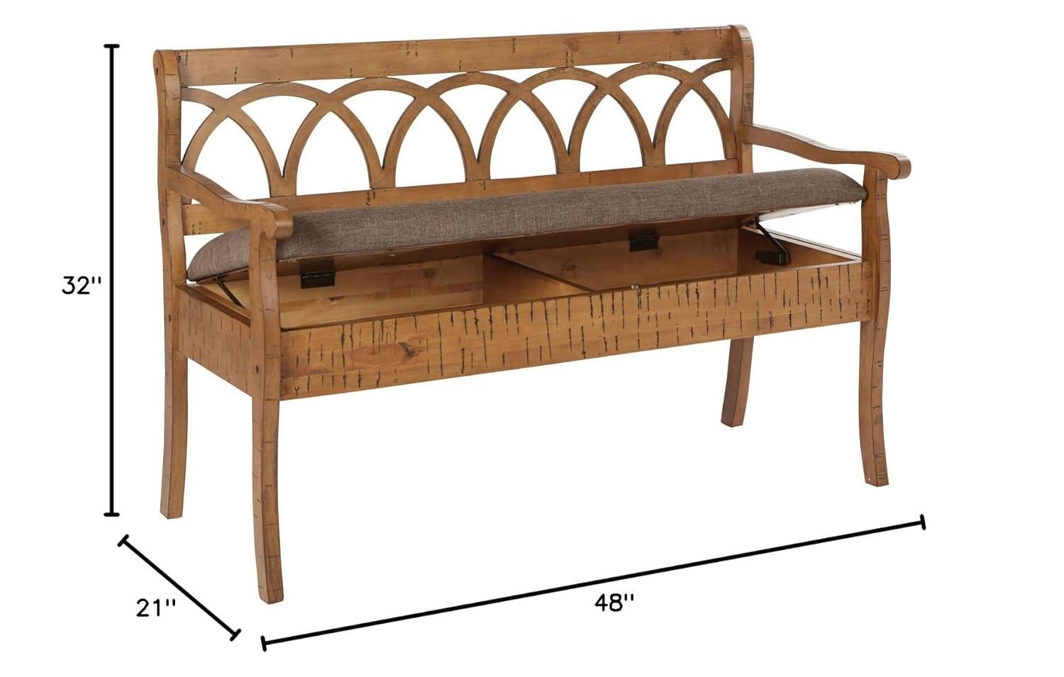 Coventry Storage Bench Beige/Toffee - OSP Home Furnishings: Upholstered Rectangular Entryway Seating, Wood Frame