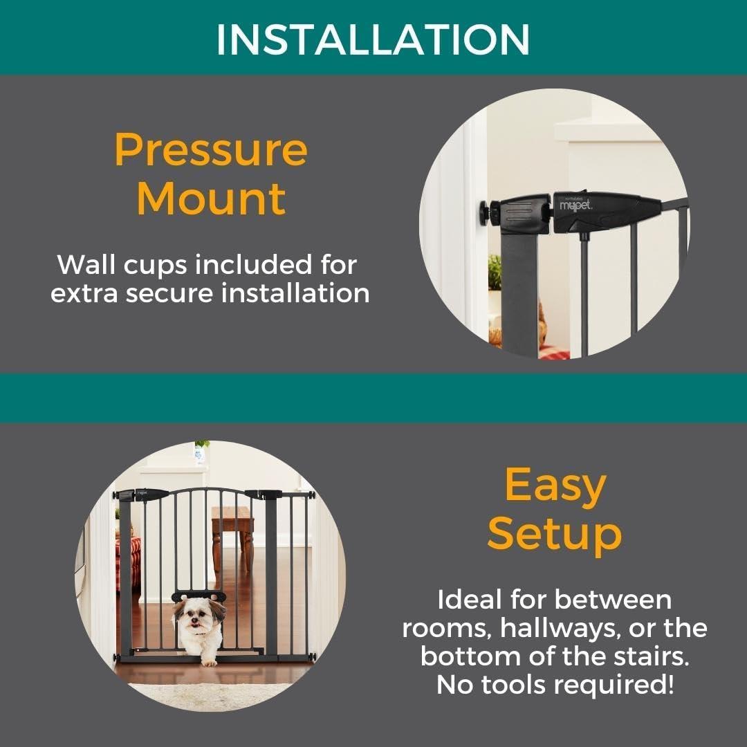 North States MyPet Wide Metal Deco EasyPass Pet Gate, Expands to 40.5" Wide
