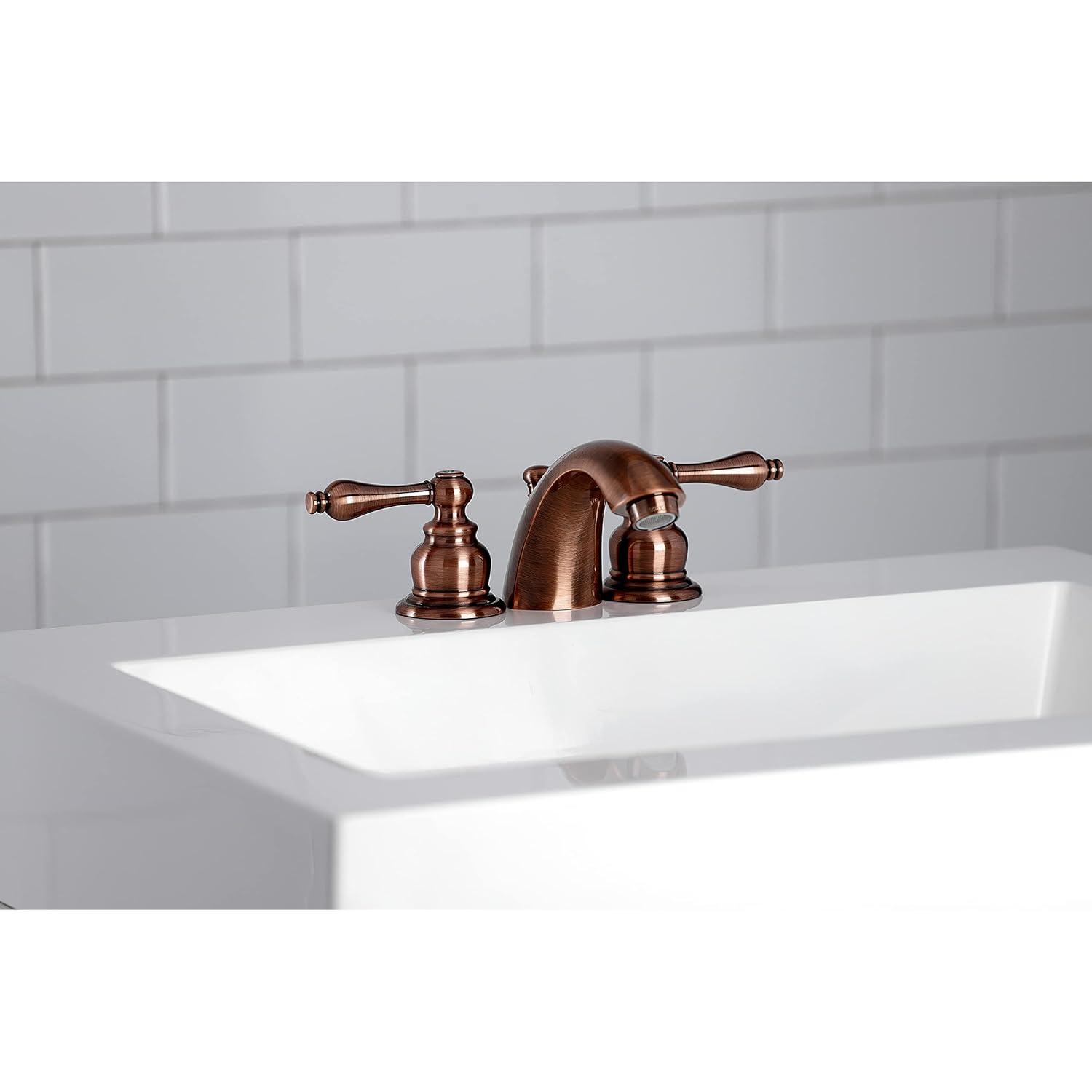 Kingston Brass Kingston Brass Victorian Two-Handle 3-Hole Deck Mount Mini-Widespread Bathroom Faucet with Plastic Pop-Up KB946AL