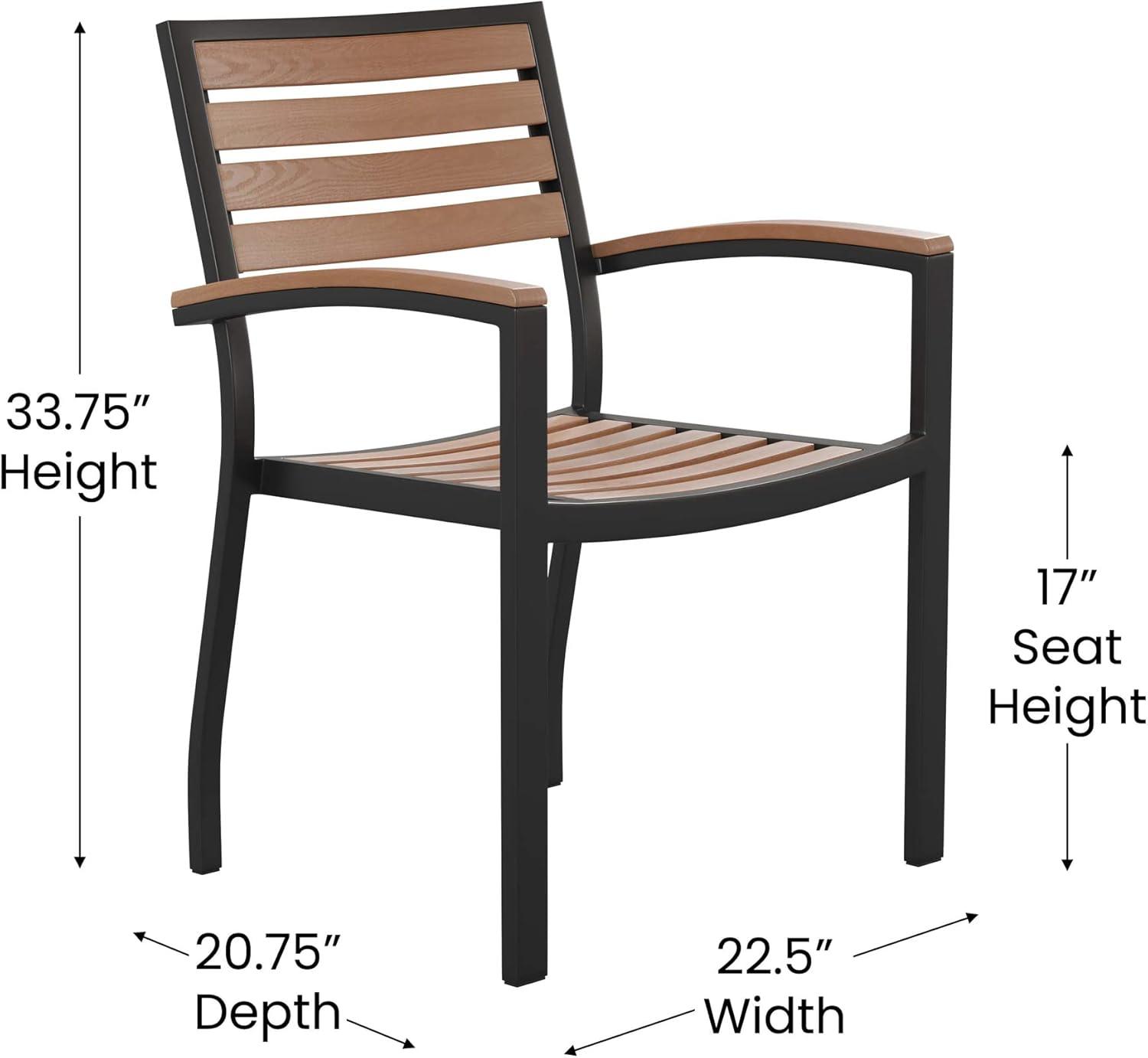 Flash Furniture Lark Series 3-Piece Steel/Aluminum Teak Patio Table and Chair Set, Teak