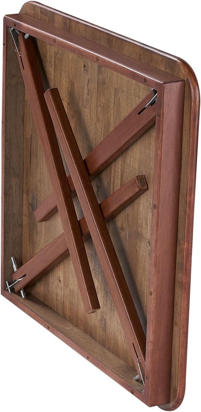 Straight Edge Folding Card Table Cherry - Stakmore: Wood Composite, Steel Hardware, No Assembly Required