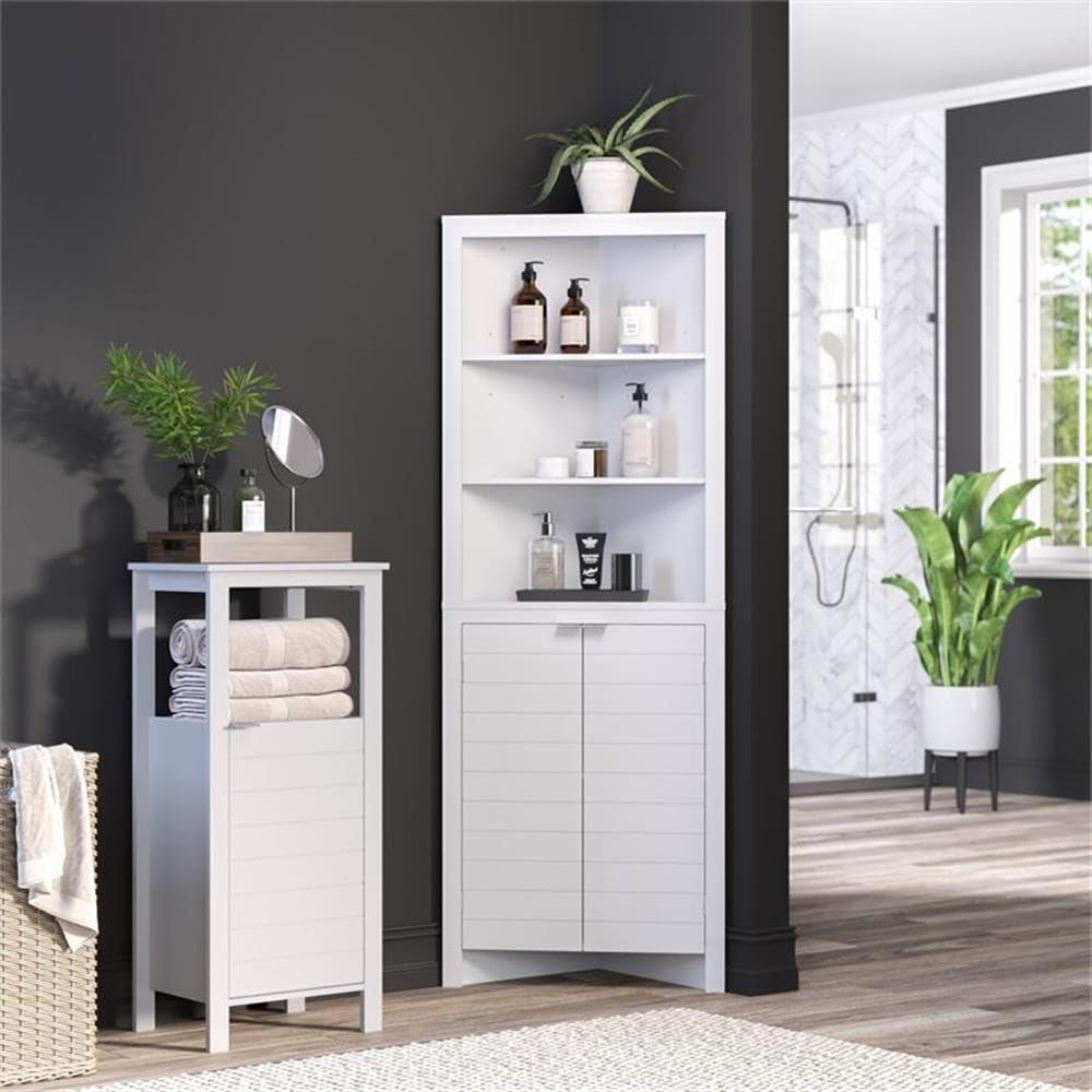 RiverRidge Home RiverRidge Madison Tall Corner Bathroom Storage Cabinet with Open Shelves