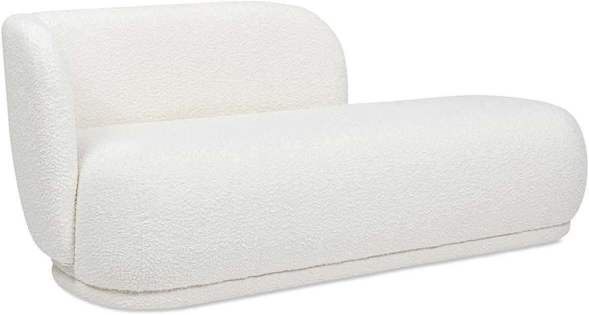 Aire 75" RAF Modern Rounded Chaise Lounge Ivory White Boucle