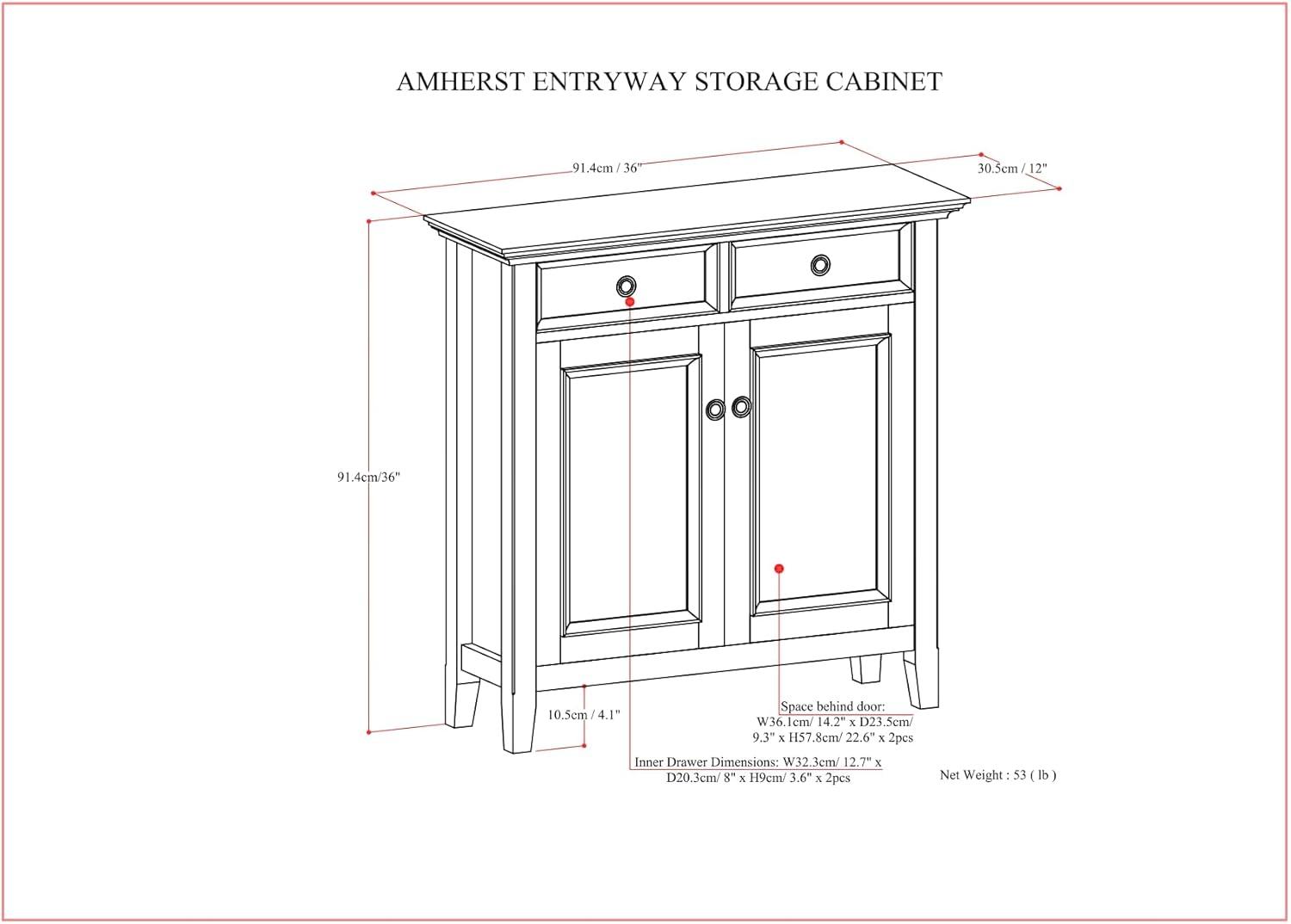 Simpli Home Amherst Solid Wood Entryway Storage Cabinet In Hickory Brown