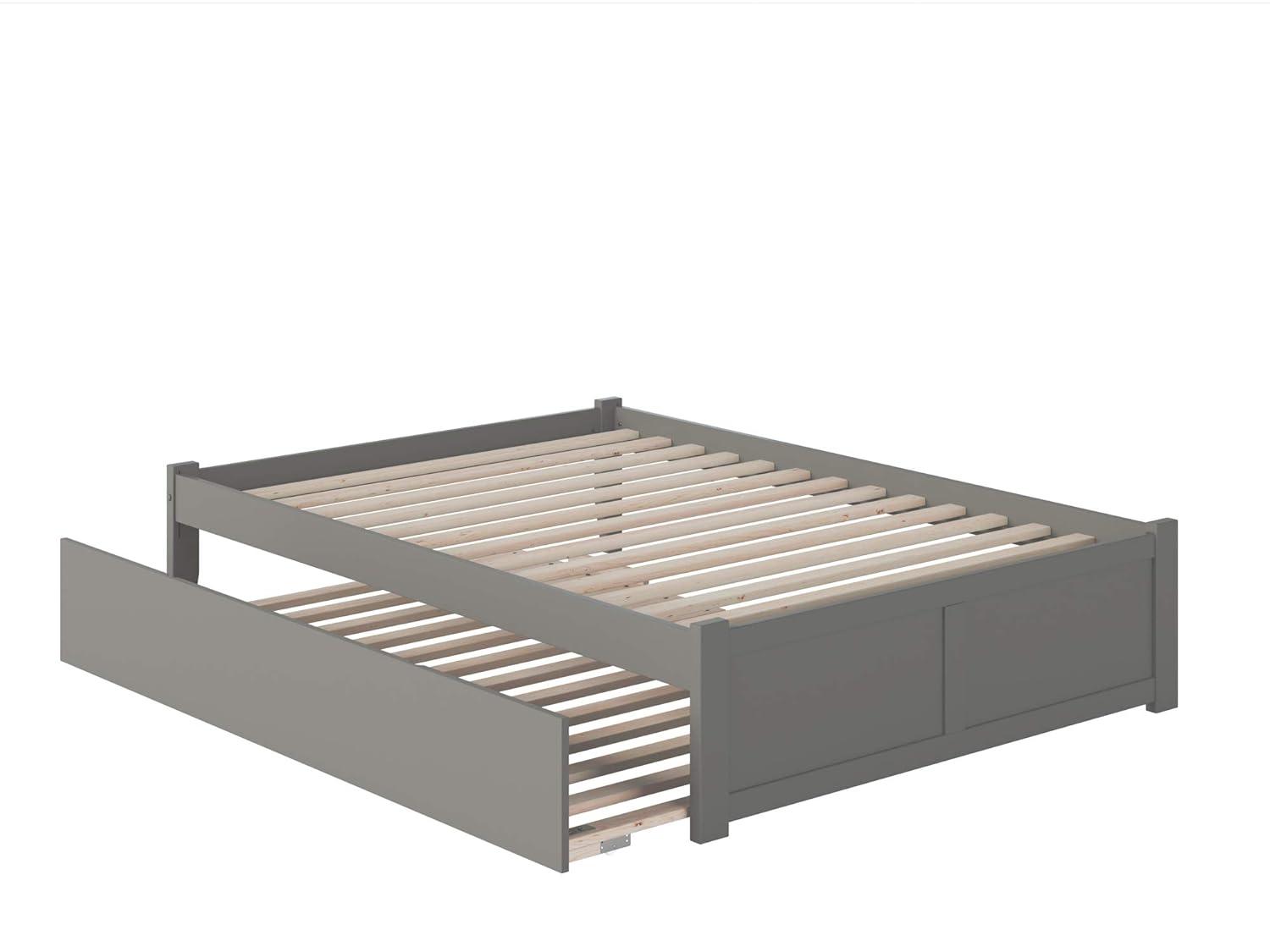 AFI Concord Queen Platform Solid Wood Panel Bed with Trundle in Grey