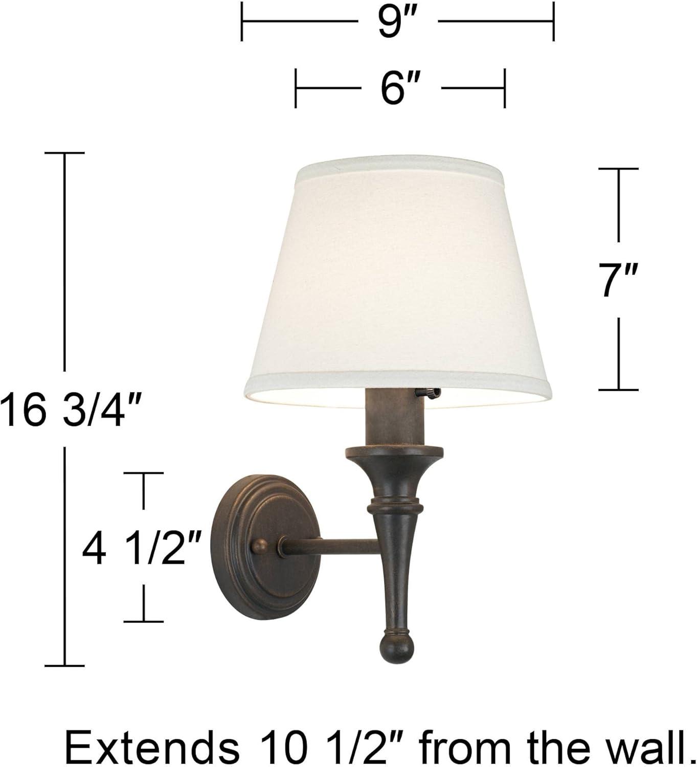 Braidy Bronze Farmhouse 15" Plug-In Wall Sconce with Ivory Cotton Shade