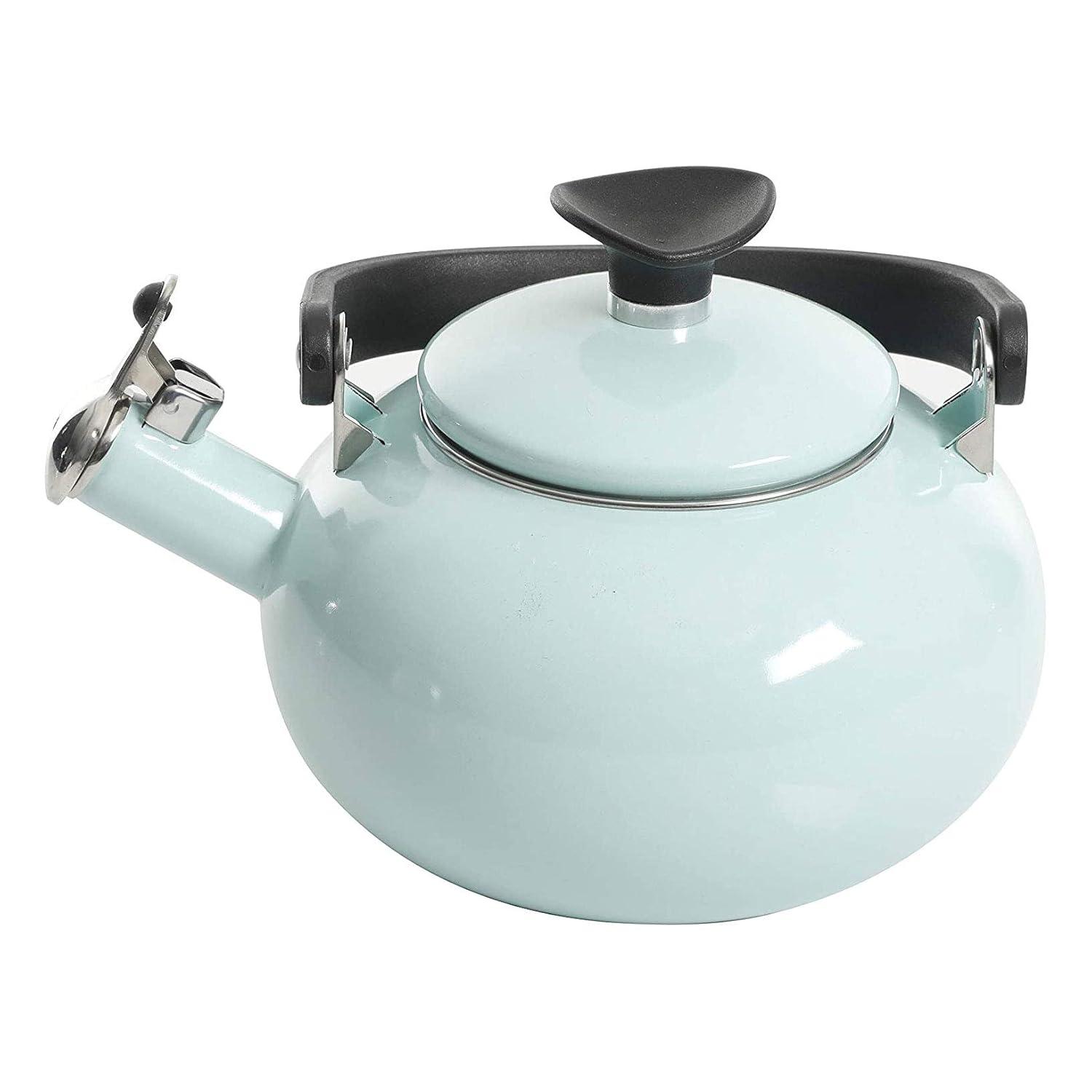 Kenmore 1.5 Qt Broadway Steel Whistling Stove Top Tea Pot Kettle, Glacier Blue