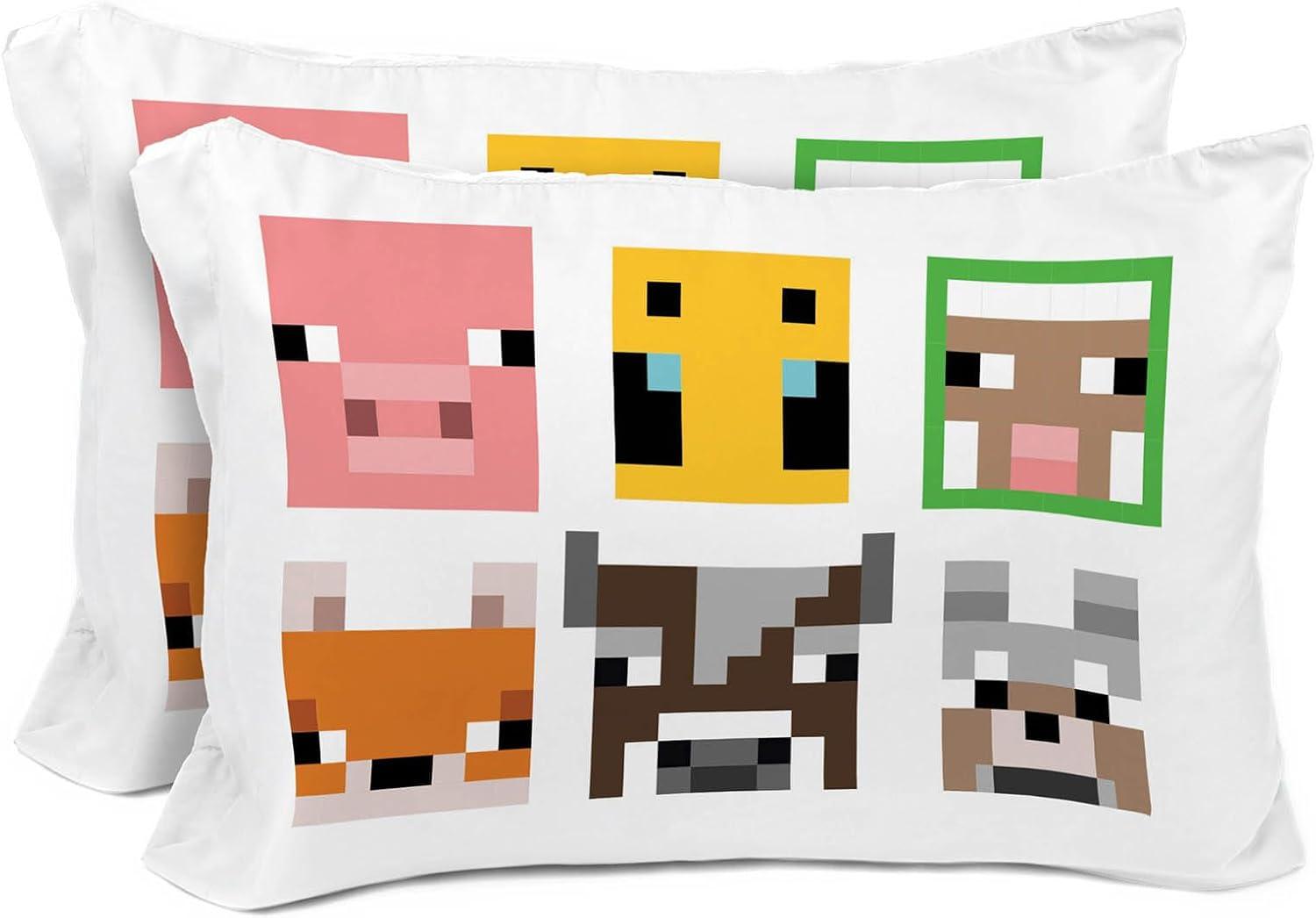 Minecraft Kids Reversible Pillowcases with Creeper Design