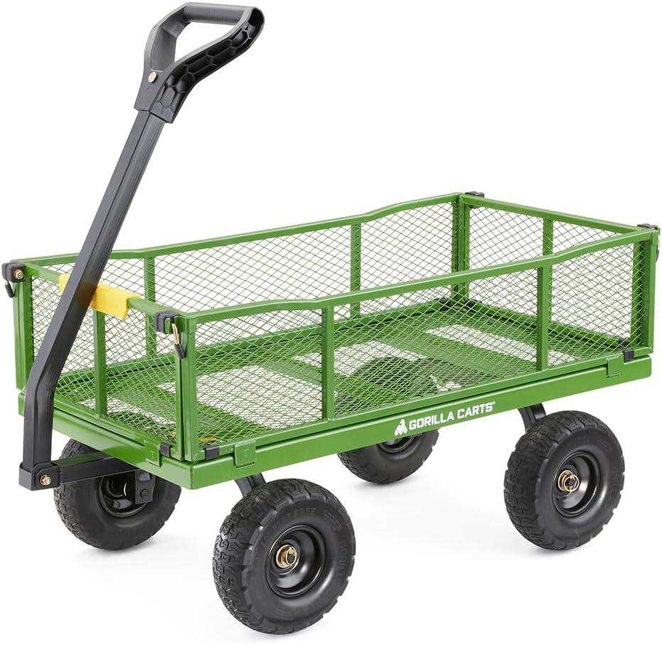 Gorilla Carts GOR400 400-lb. Steel Mesh Garden Cart with 10" Tires