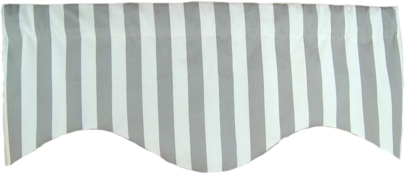 Awning Style Stripe Design 3" Rod Pocket Valance 50" x 17" Gray by RLF Home