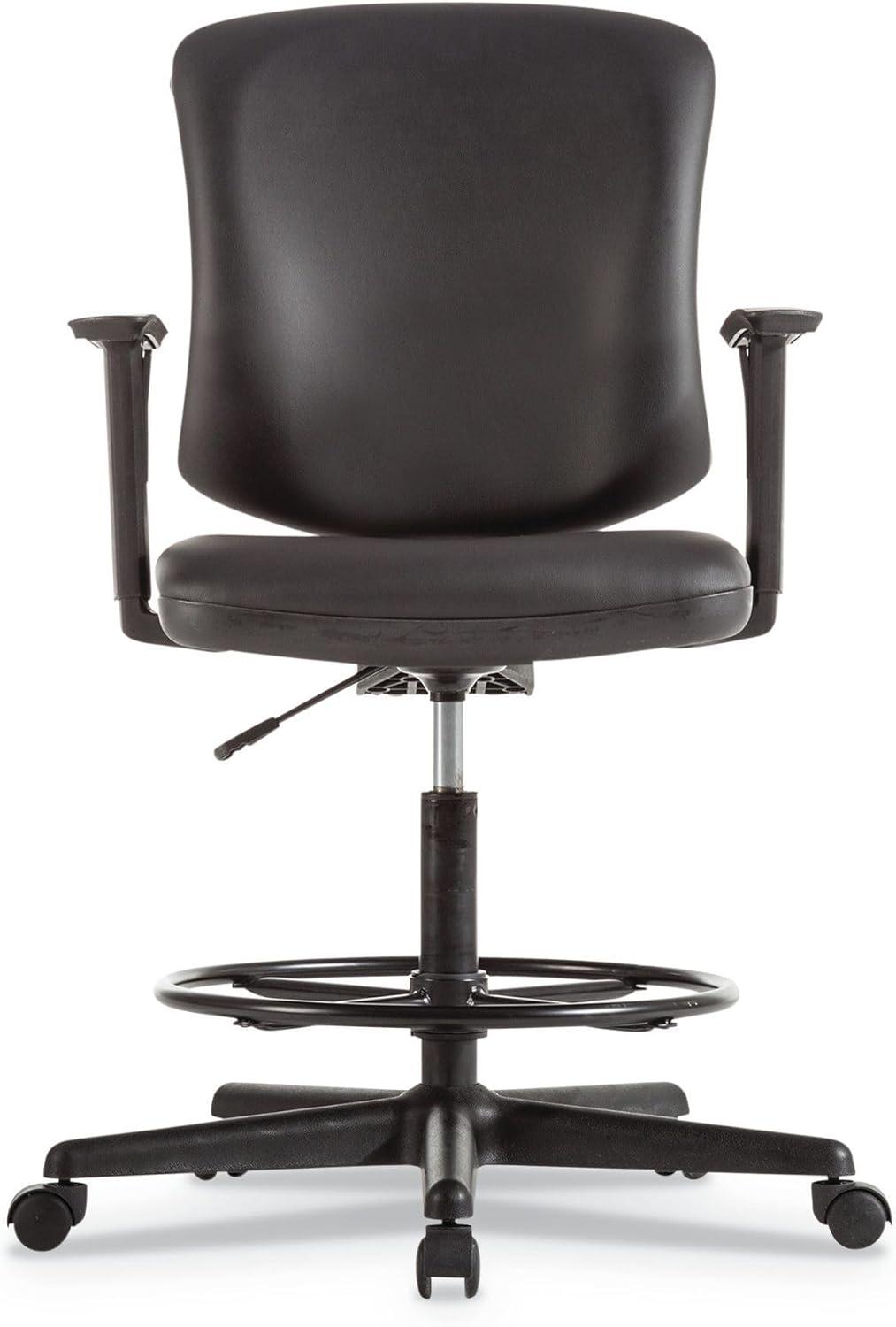 Alera Everyday Task Stool, Bonded Leather Seat/Back, Supports Up to 275 lb, 20.9" to 29.6" Seat Height, Black