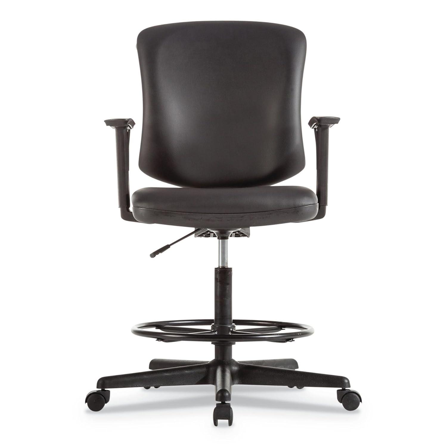 Alera Everyday Task Stool, Bonded Leather Seat/Back, Supports Up to 275 lb, 20.9" to 29.6" Seat Height, Black