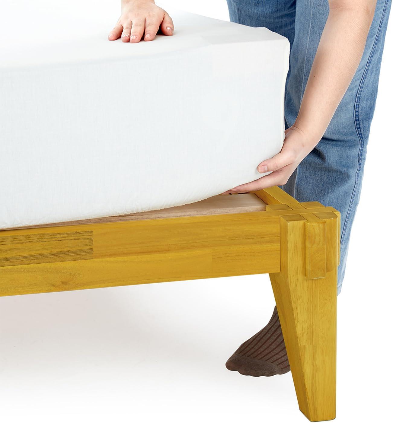 Natural Wood King Platform Bed Frame with Storage