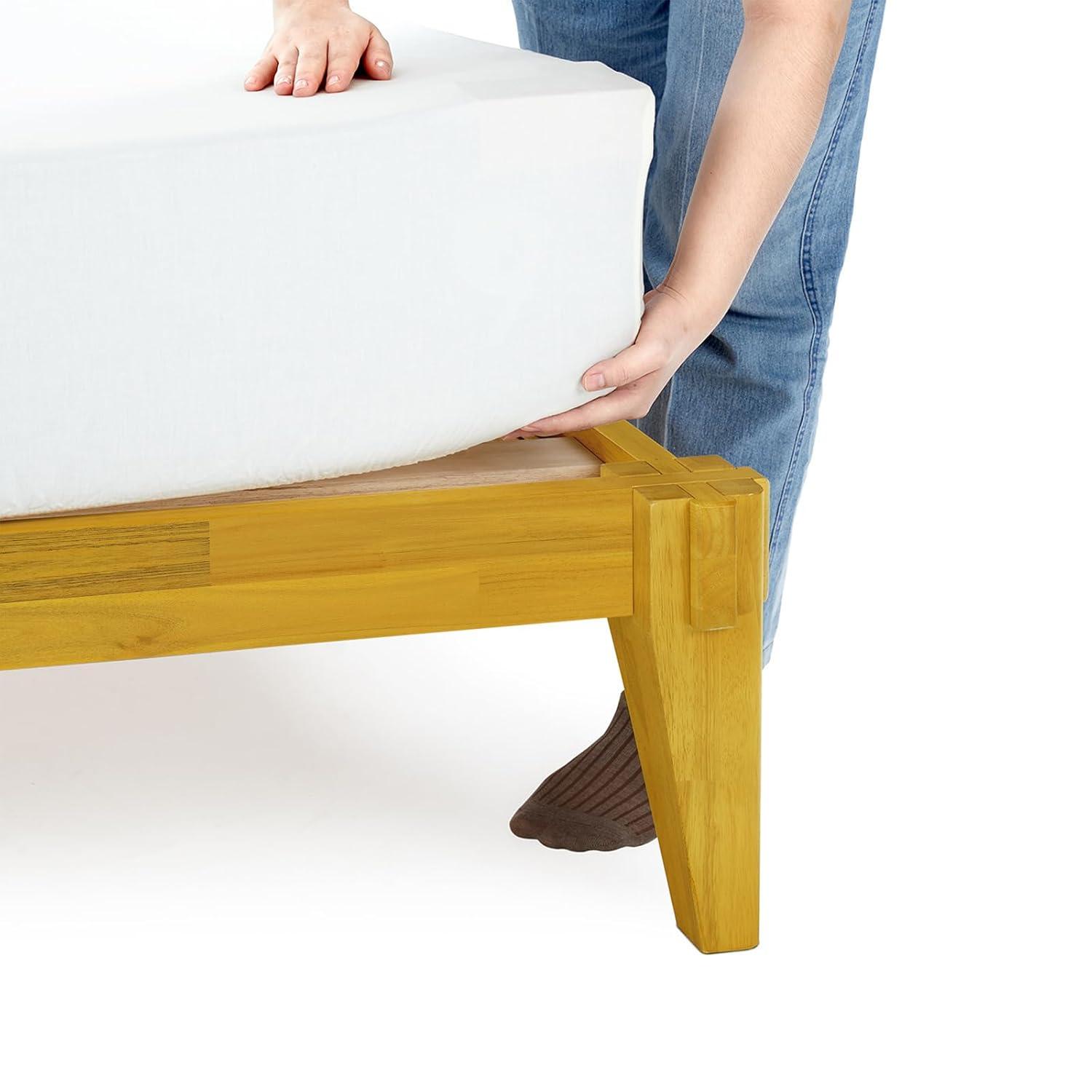 Natural Wood King Platform Bed Frame with Storage