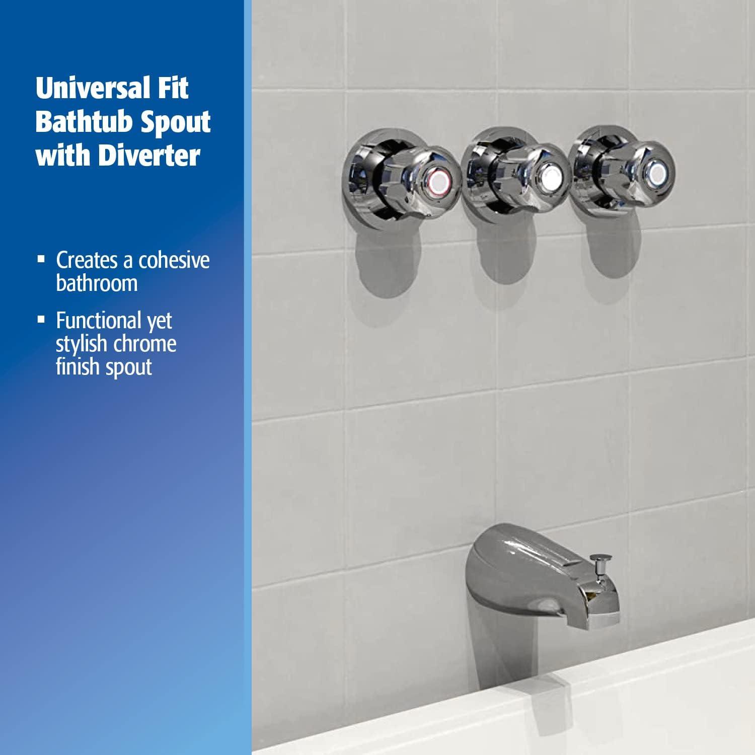 Keeney PP825-35 Universal Tub Spout with Front Diverter, Polished Chrome