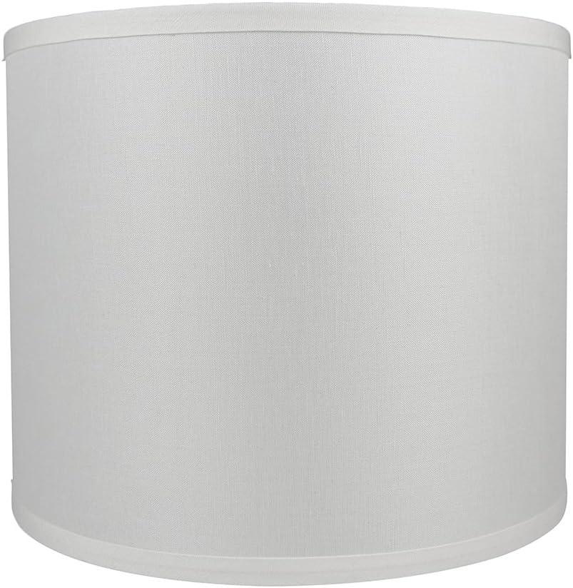 Off-White Linen Drum Lamp Shade with Nickel Fitter