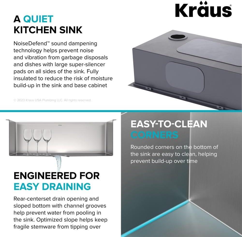 KRAUS Kore™ Workstation 32-inch L Drop-In Single Bowl Stainless Steel Kitchen Sink with Accessories (Pack of 5)