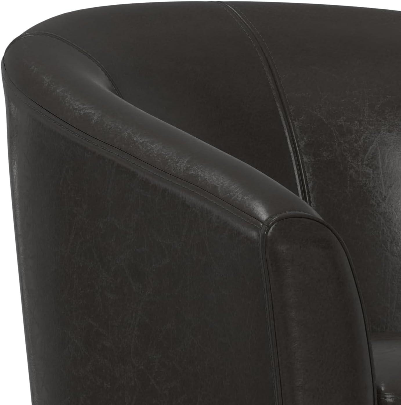 Simpli Home Austin 30"W Upholstered Vegan Faux Leather Contemporary Tub Accent Chair with High Arms and Deep Seat
