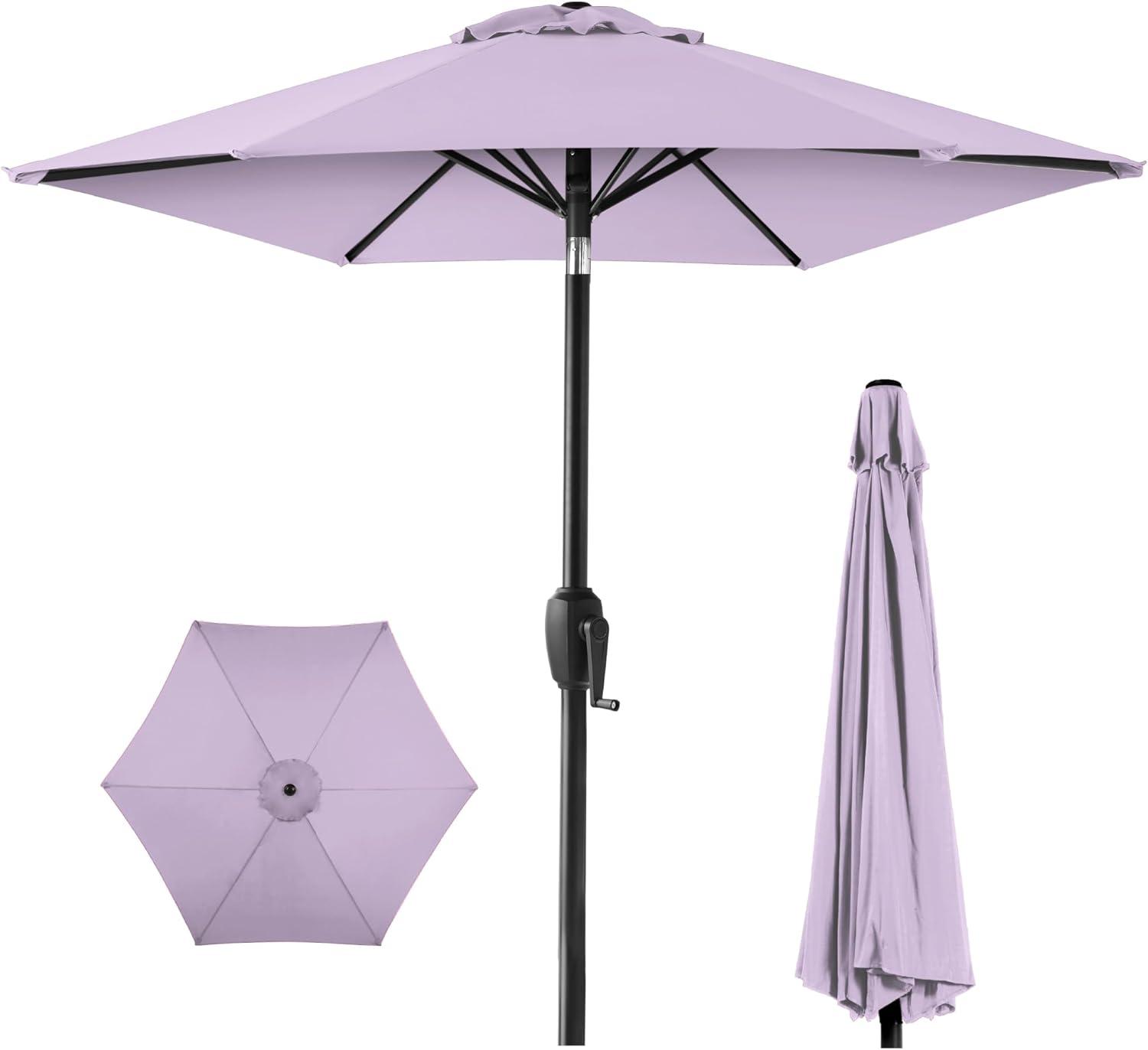 Best Choice Products 7.5ft Heavy-Duty Outdoor Market Patio Umbrella w/ Push Button Tilt, Easy Crank - Lavender