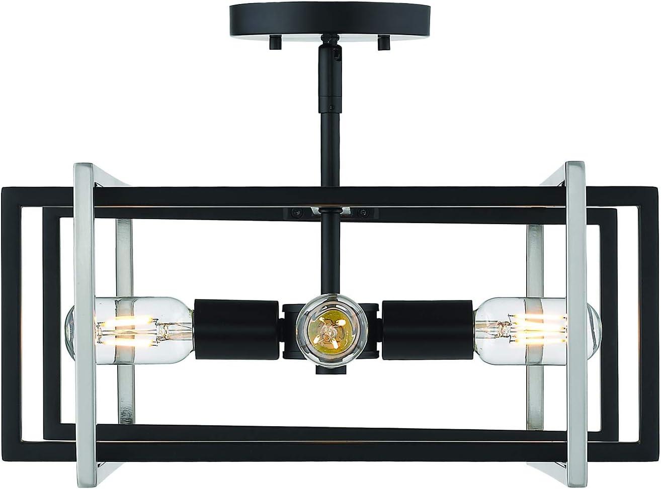 Tribeca 16'' Black Geometric Open-Cage Indoor/Outdoor Semi-Flush Light