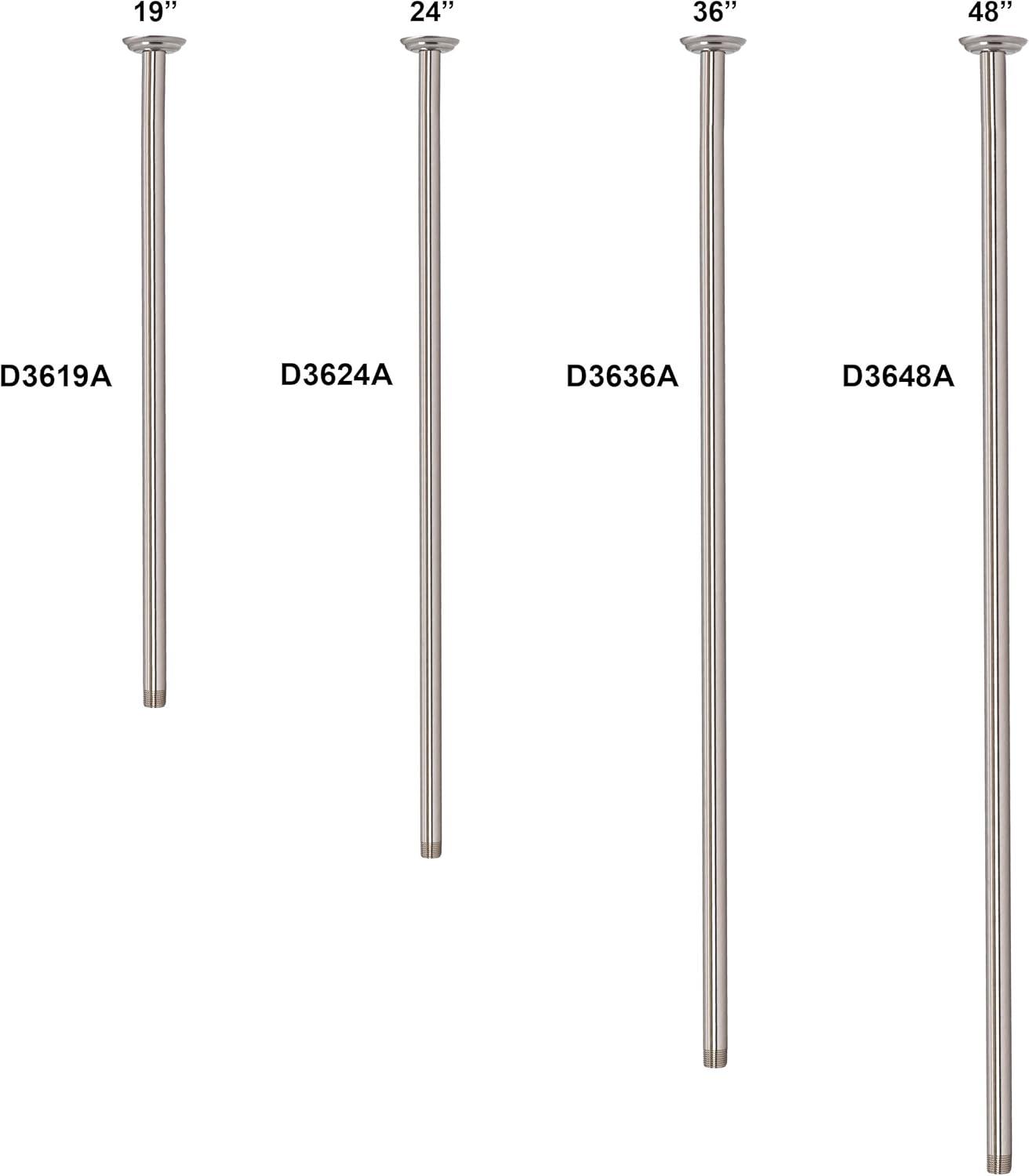 Westbrass 1/2" IPS x 36" Round Ceiling Mount Shower Arm with Flange D3636A-12