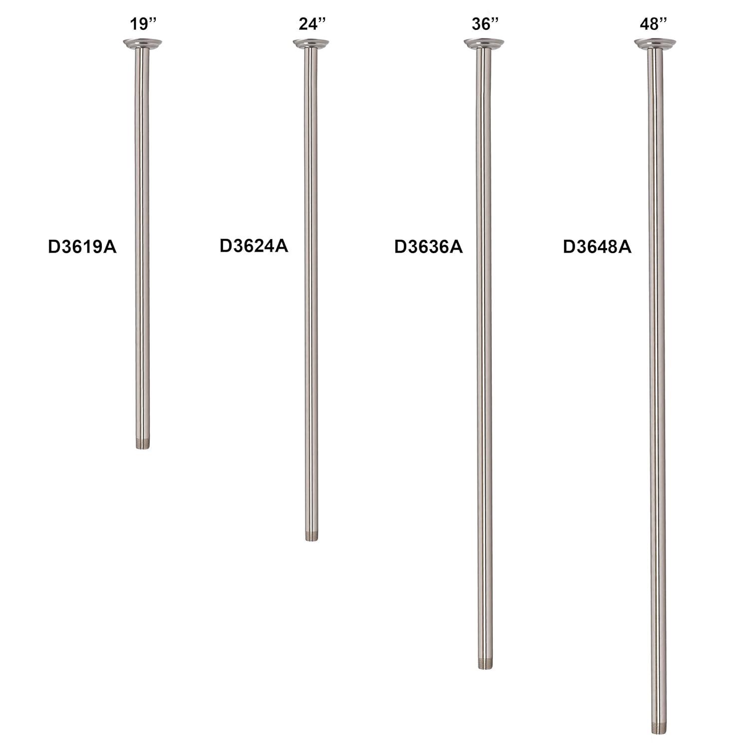 Westbrass 1/2" IPS x 36" Round Ceiling Mount Shower Arm with Flange D3636A-12